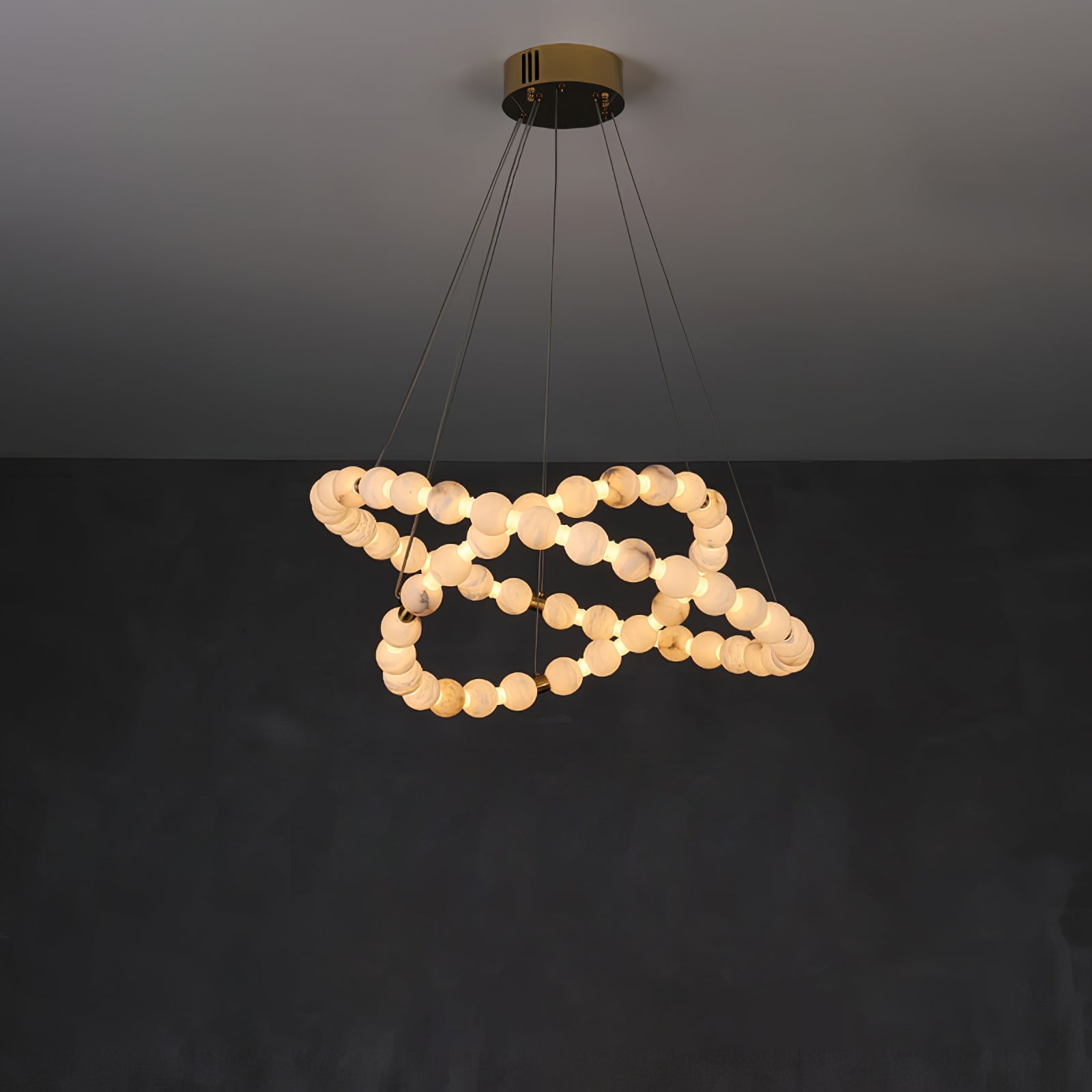 Alabaster Orb Ring Chandelier - ∅ 31.5″ x H 2.4″Gold & WhiteWarm LightBlushlighting