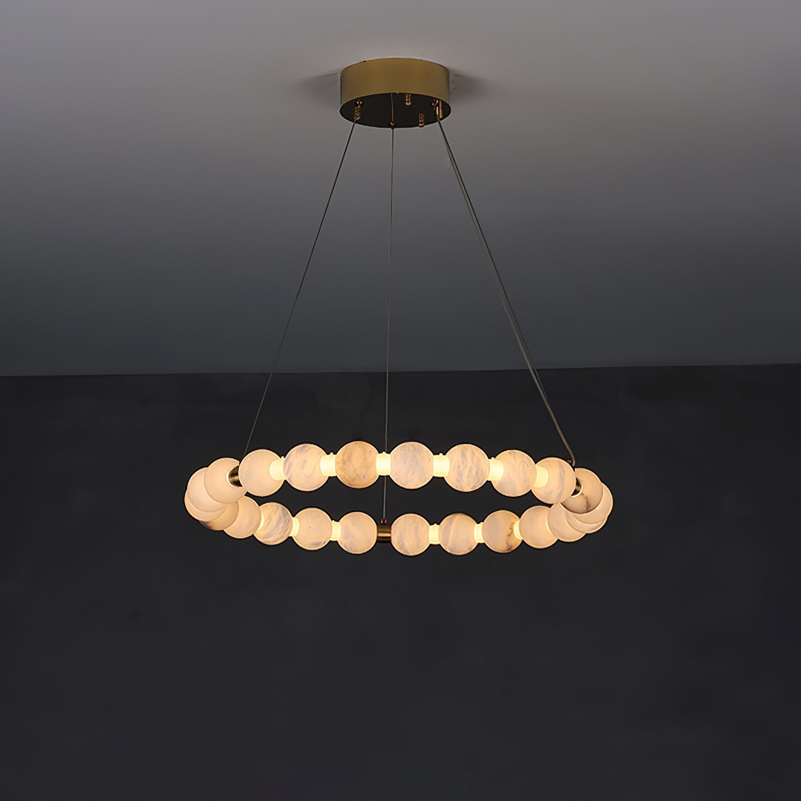 Alabaster Orb Ring Chandelier - ∅ 23.6″ x H 2.4″Gold & WhiteWarm LightBlushlighting
