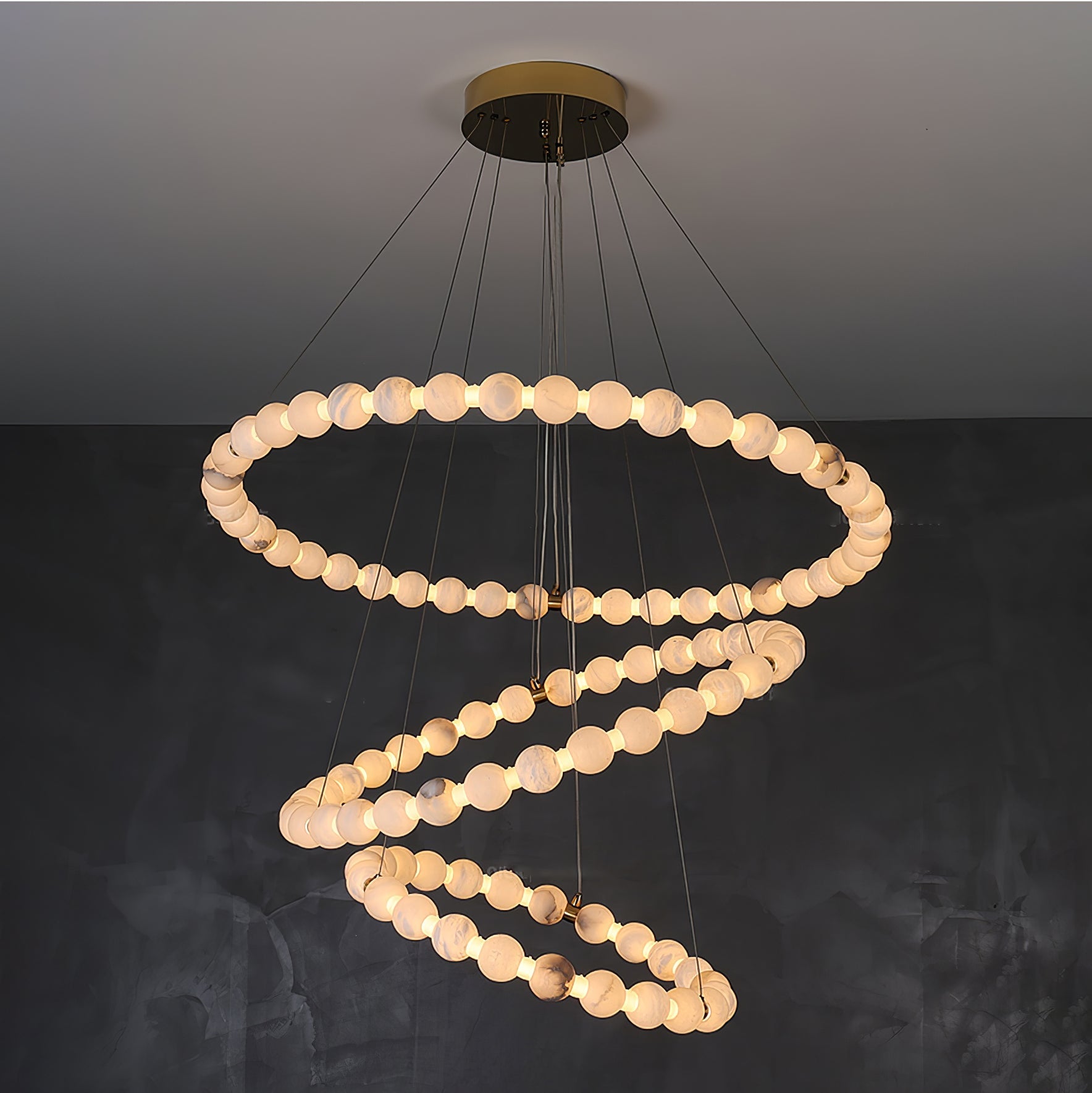 Alabaster Orb Ring Chandelier - ∅ 23.6″ x H 2.4″Gold & WhiteWarm LightBlushlighting