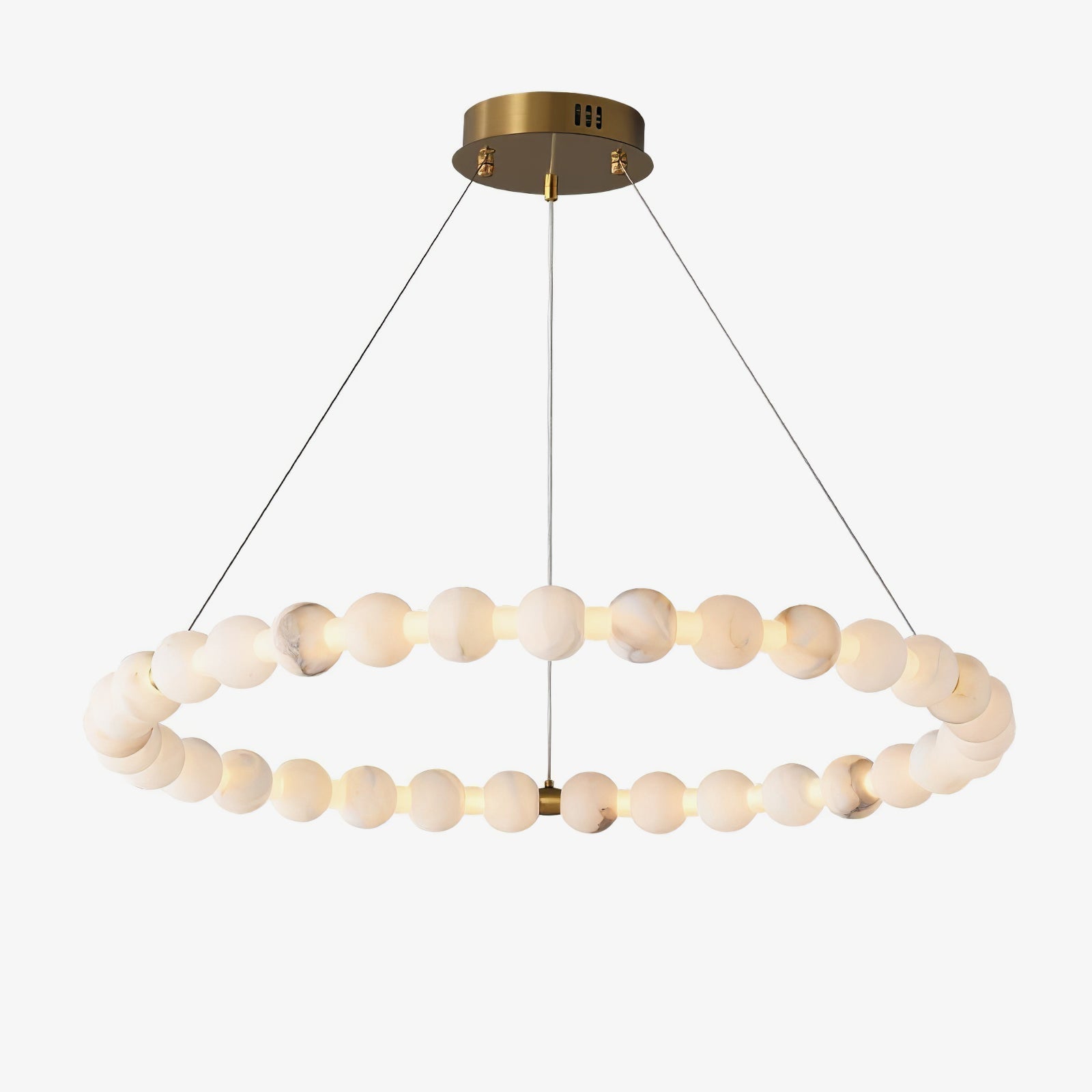 Alabaster Orb Ring Chandelier - ∅ 23.6″ x H 2.4″Gold & WhiteWarm LightBlushlighting