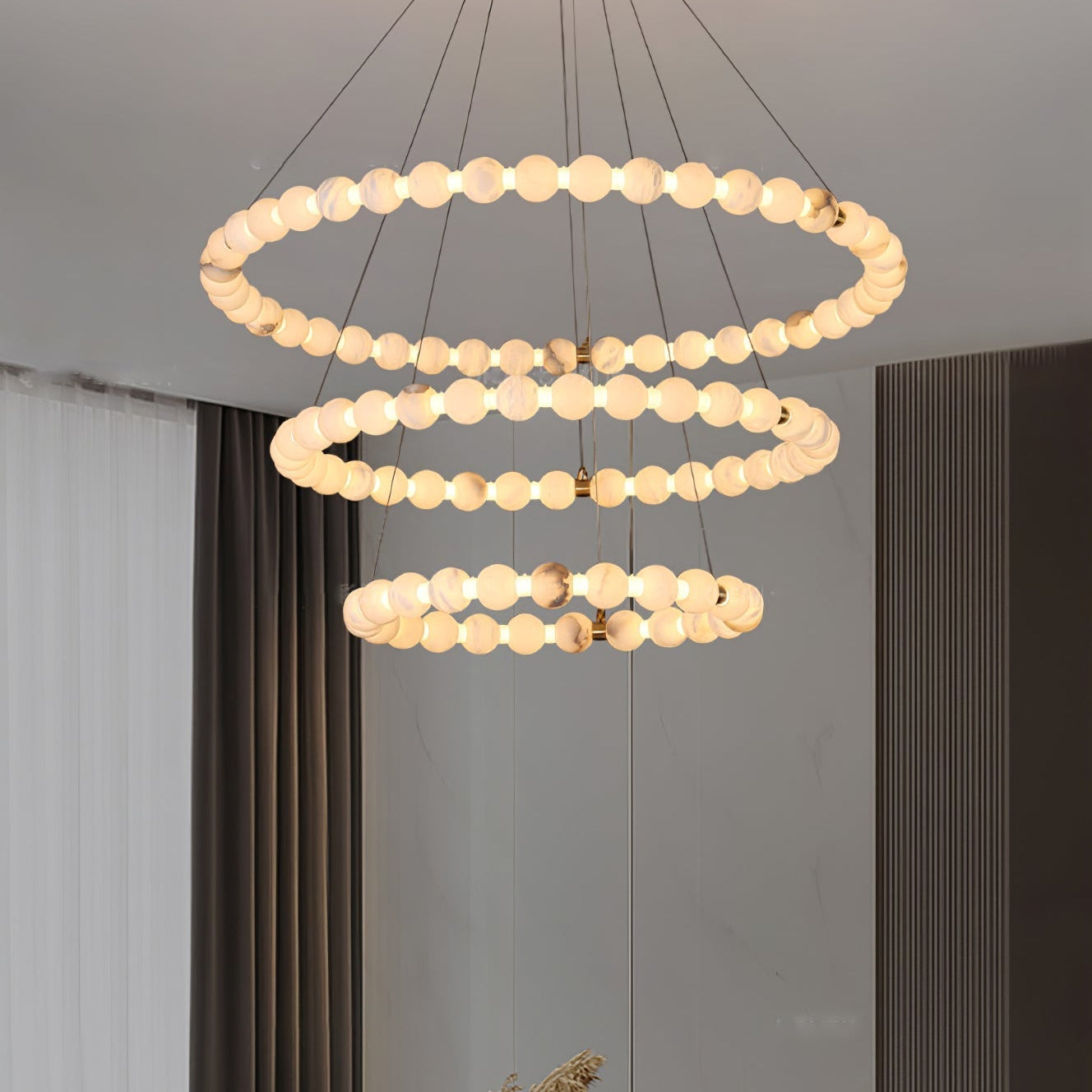 Alabaster Orb Ring Chandelier - ∅ 23.6″ x H 2.4″Gold & WhiteWarm LightBlushlighting