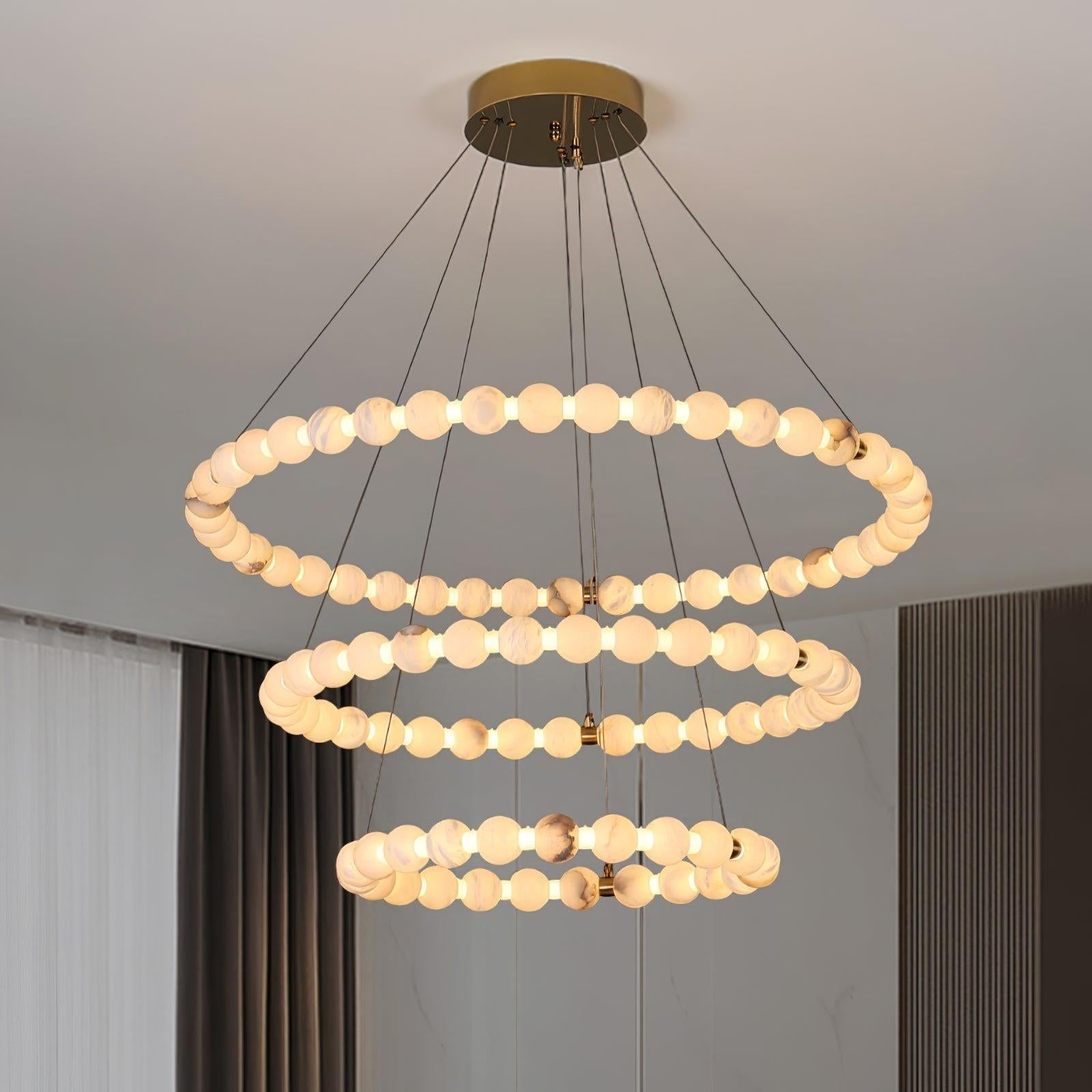Alabaster Orb Ring Chandelier - ∅ 23.6″ x H 2.4″Gold & WhiteWarm LightBlushlighting