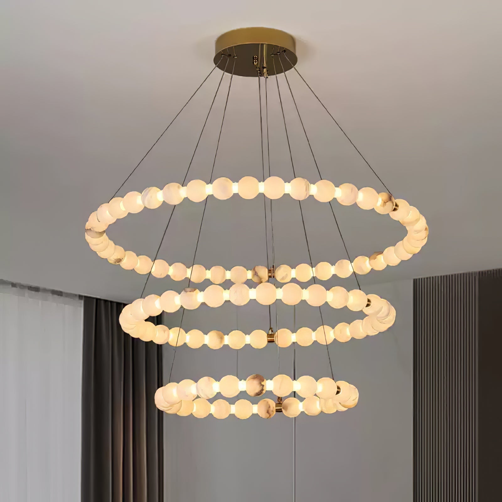 Alabaster Orb Ring Chandelier - ∅ 23.6″ x H 2.4″Gold & WhiteWarm LightBlushlighting