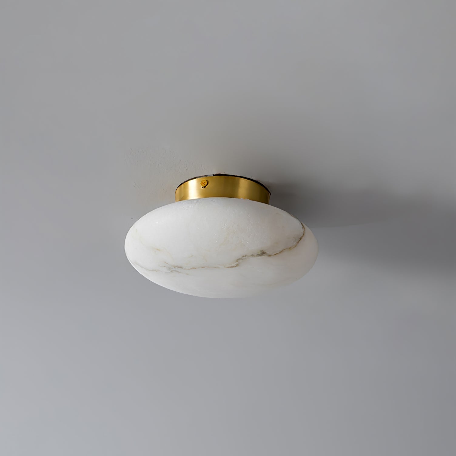 Alabaster Oval Ceiling Lamp - ∅ 7.9″ x H 3.9″Brass & WhiteWarm LightBlushlighting