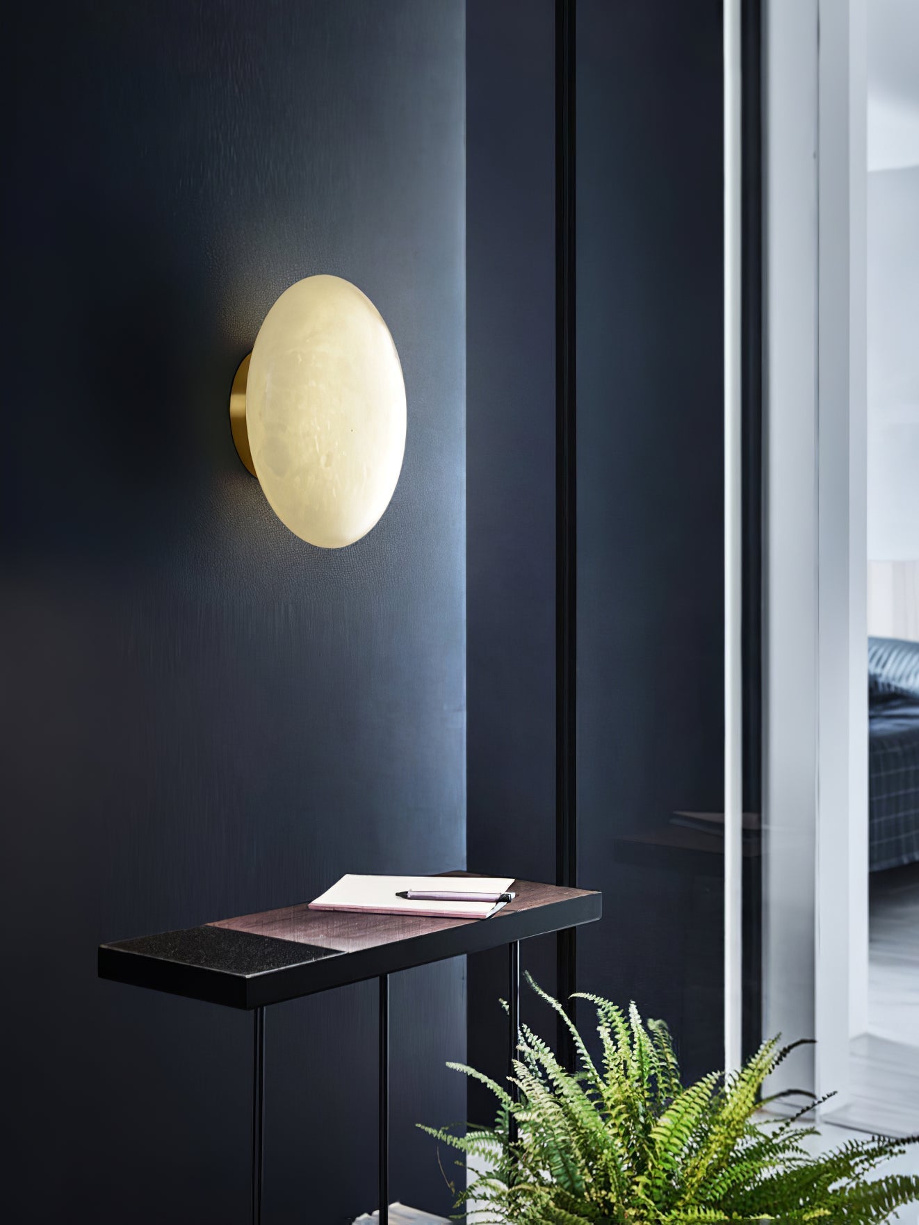 Alabaster Oval Ceiling Lamp - ∅ 7.9″ x H 3.9″Brass & WhiteWarm LightBlushlighting