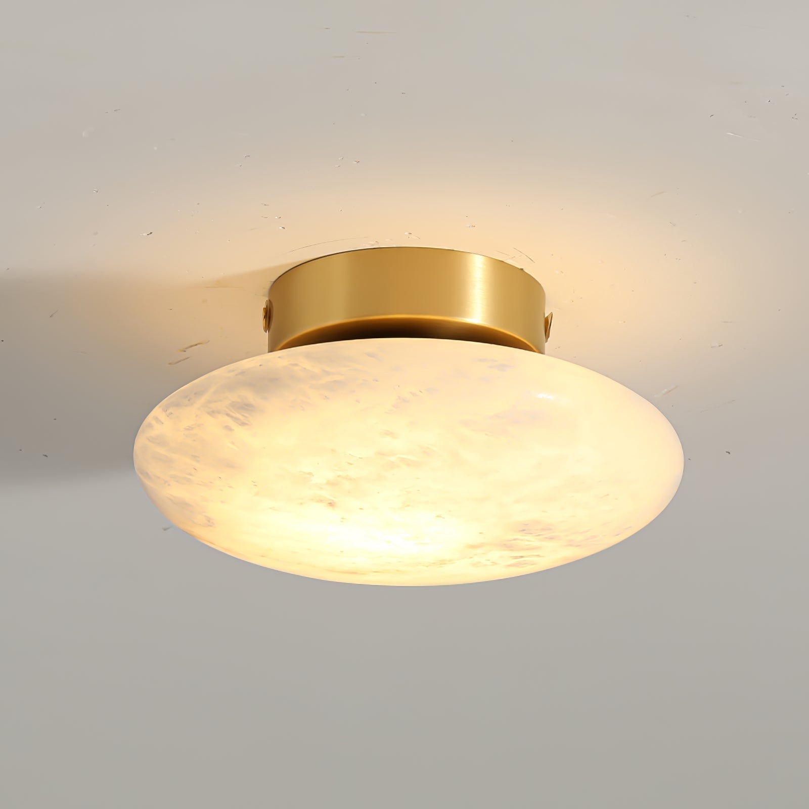 Alabaster Oval Ceiling Lamp - ∅ 7.9″ x H 3.9″Brass & WhiteWarm LightBlushlighting