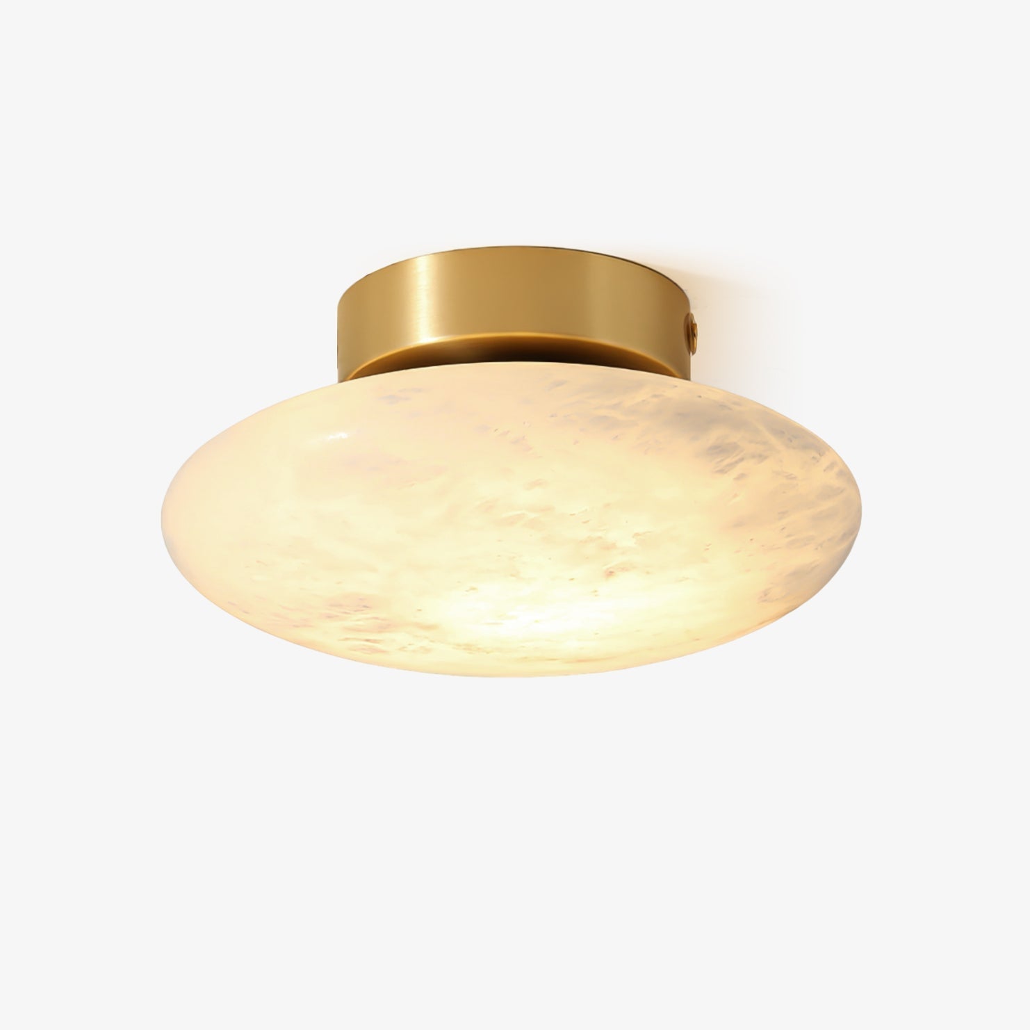 Alabaster Oval Ceiling Lamp - ∅ 7.9″ x H 3.9″Brass & WhiteWarm LightBlushlighting