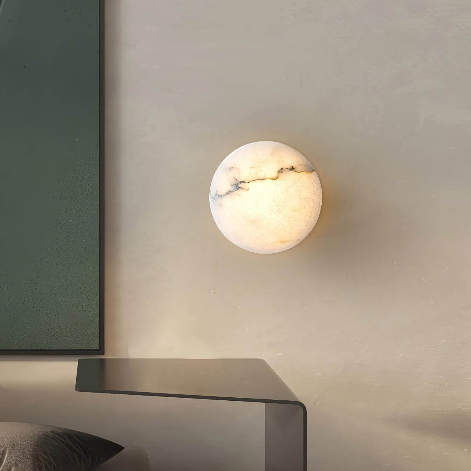 Alabaster Oval Ceiling Lamp - ∅ 7.9″ x H 3.9″Brass & WhiteWarm LightBlushlighting