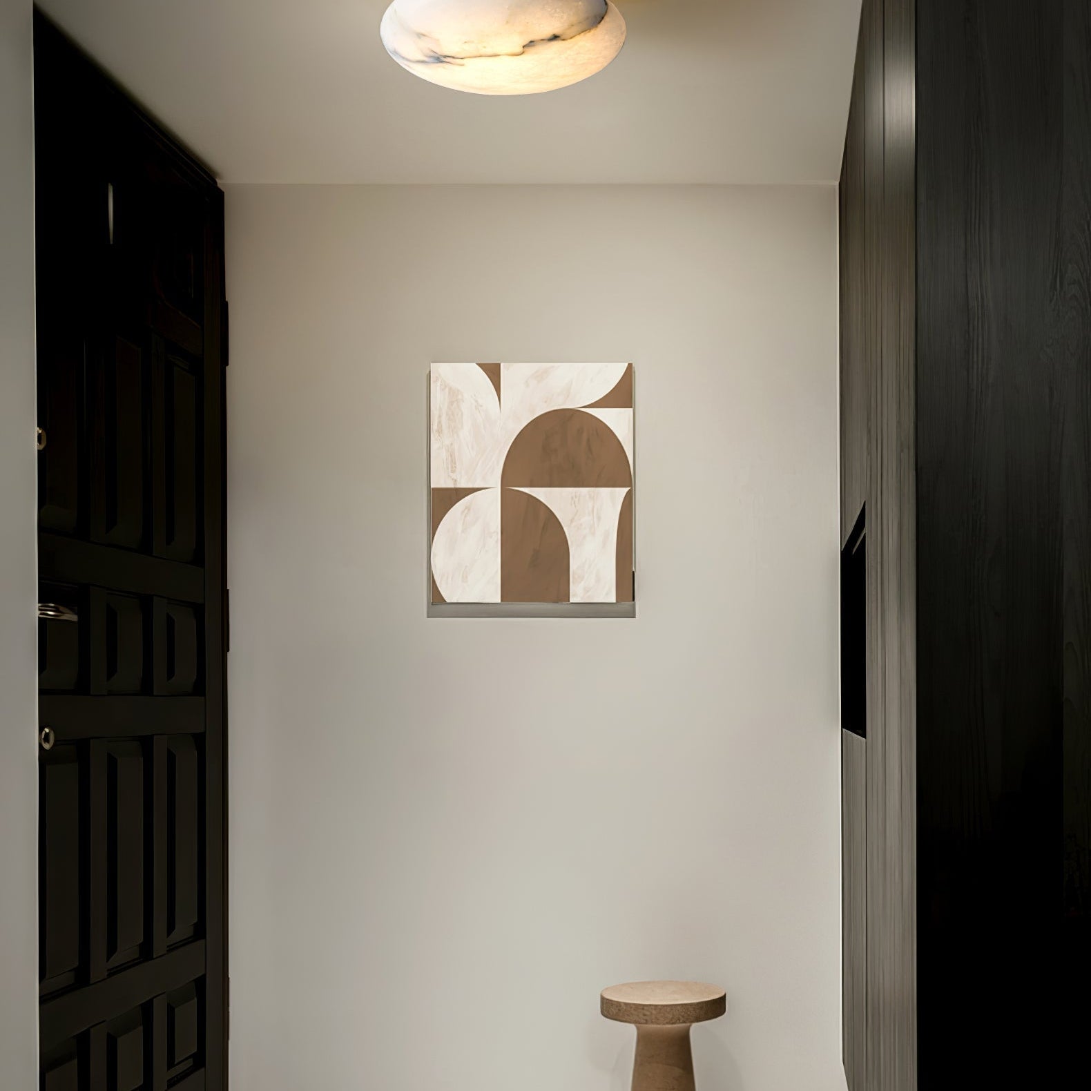 Alabaster Oval Ceiling Lamp - ∅ 7.9″ x H 3.9″Brass & WhiteWarm LightBlushlighting