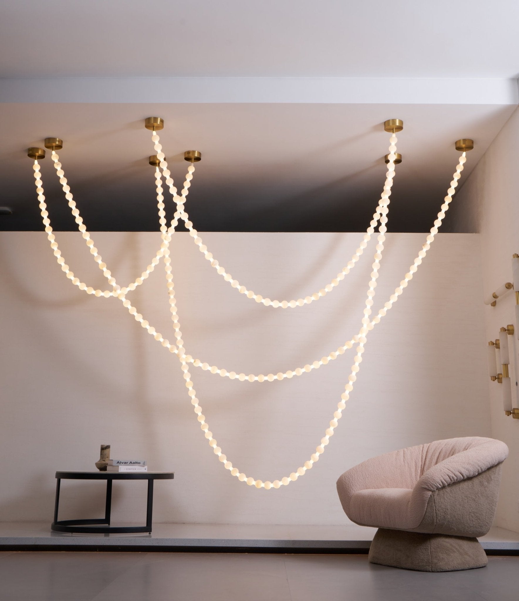 Alabaster Pearl Necklace Chandelier-Chandelier-Blushlighting-Blushlighting
