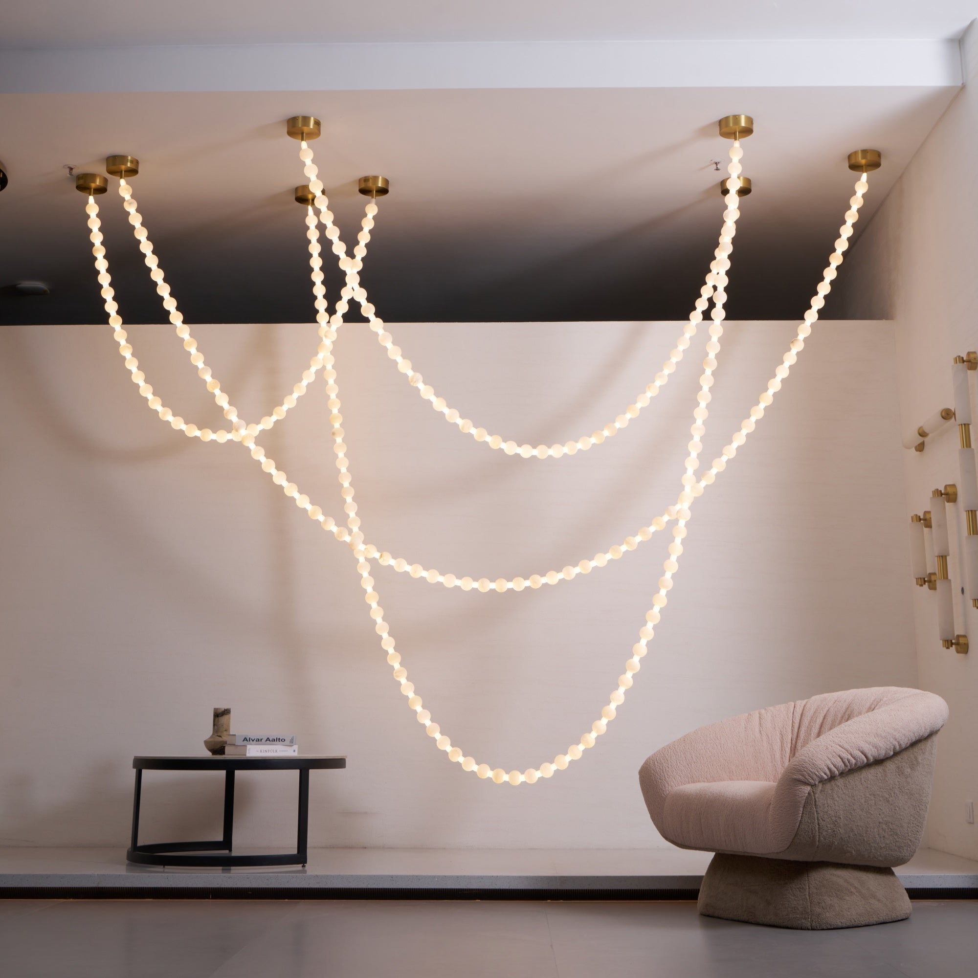 Alabaster Pearl Necklace Chandelier-Chandelier-Blushlighting-Blushlighting