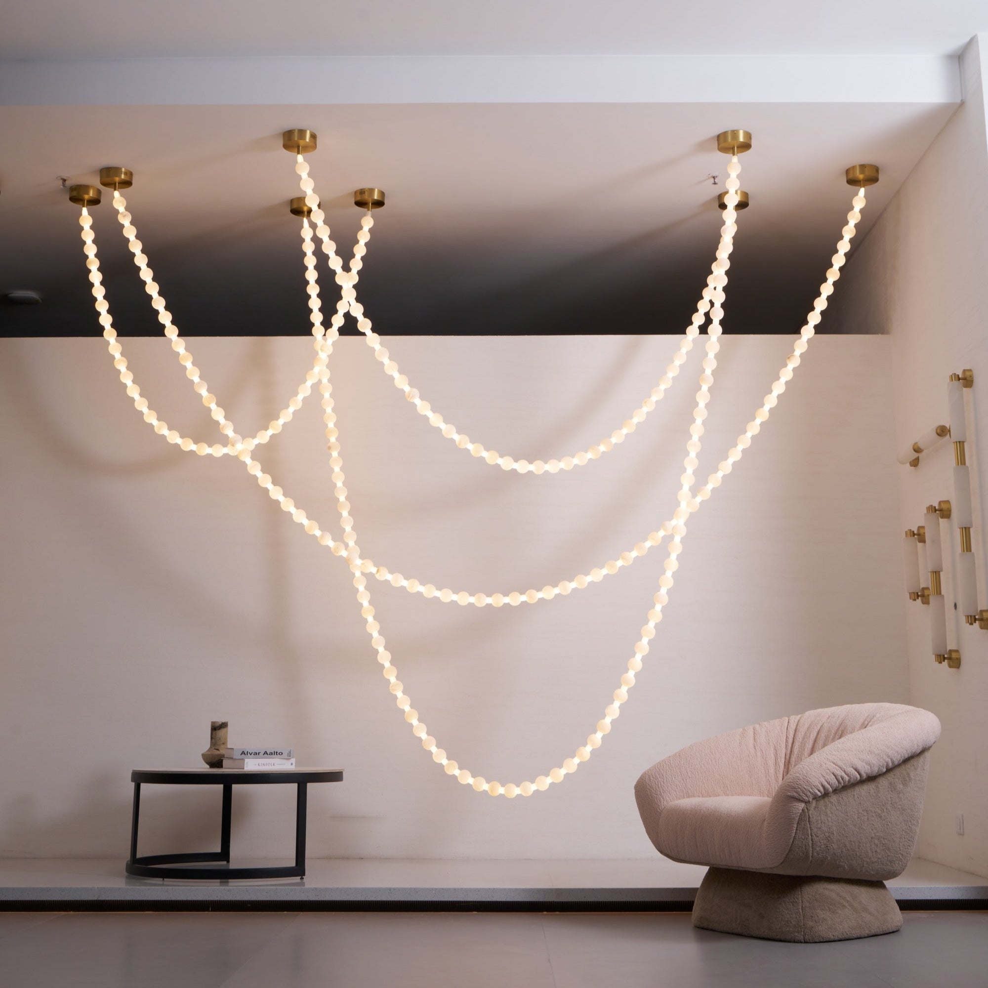 Alabaster Pearl Necklace Chandelier-Chandelier-Blushlighting-Blushlighting