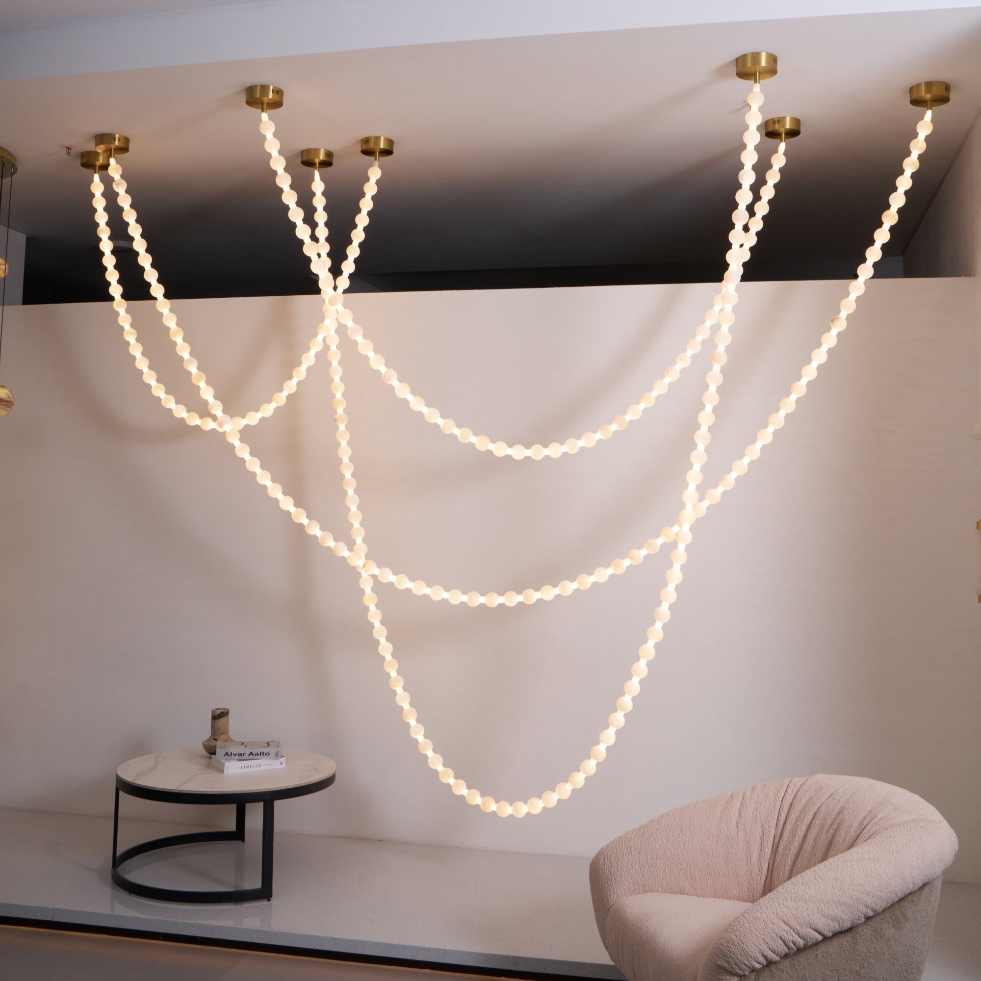 Alabaster Pearl Necklace Chandelier-Chandelier-Blushlighting-Blushlighting