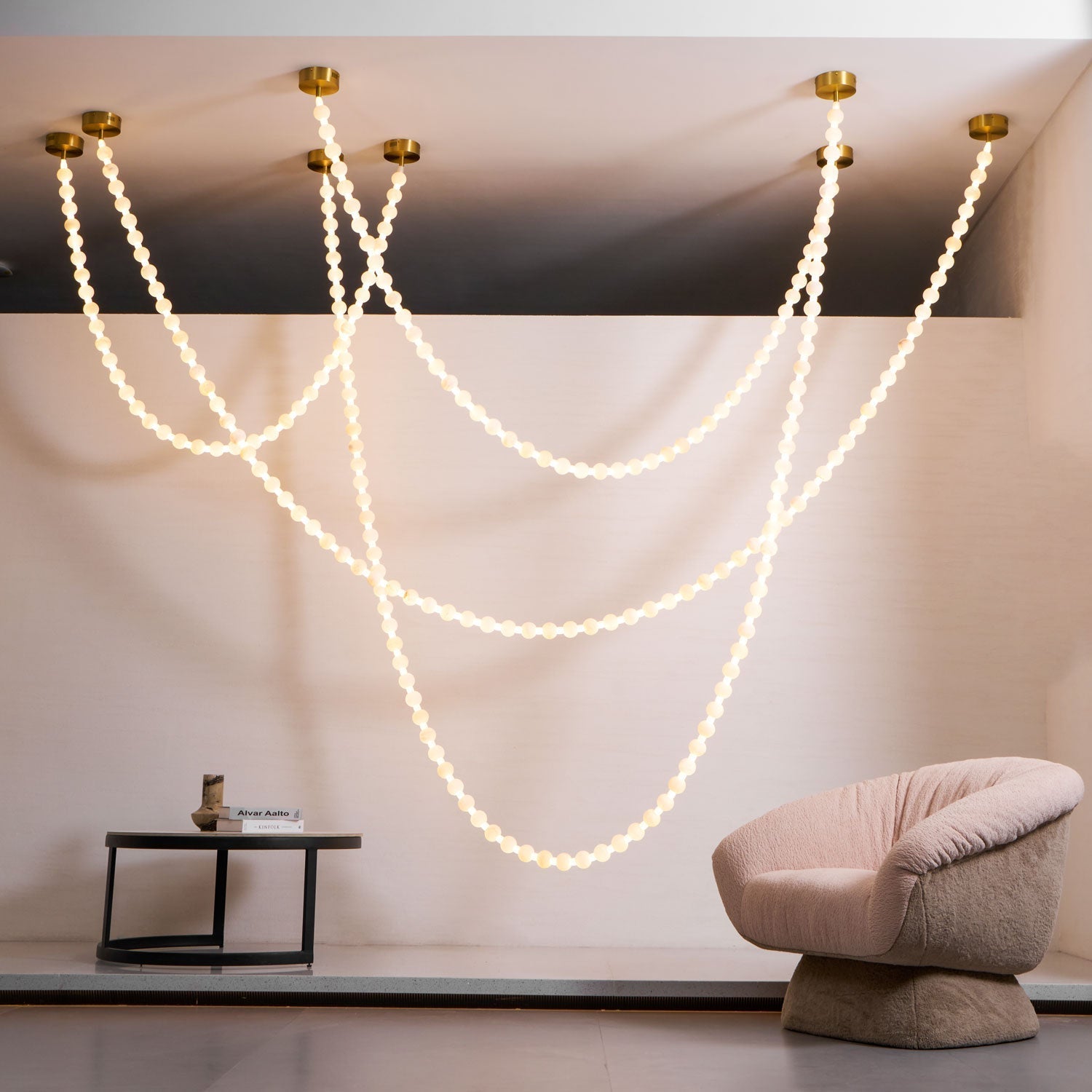 Alabaster Pearl Necklace Chandelier-Chandelier-Blushlighting-Blushlighting