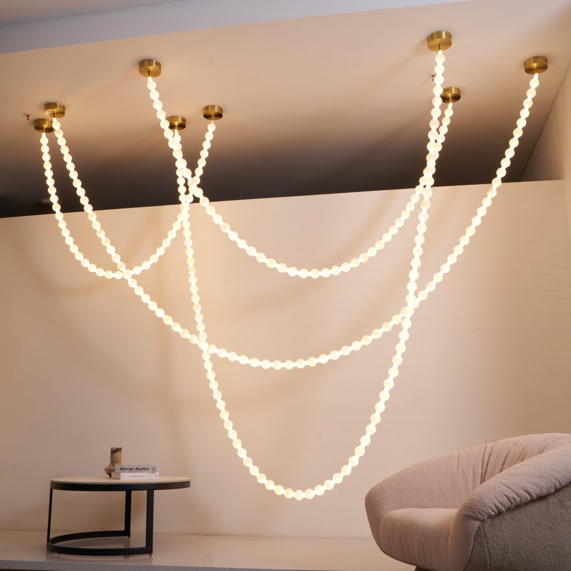Alabaster Pearl Necklace Chandelier-Chandelier-Blushlighting-Blushlighting