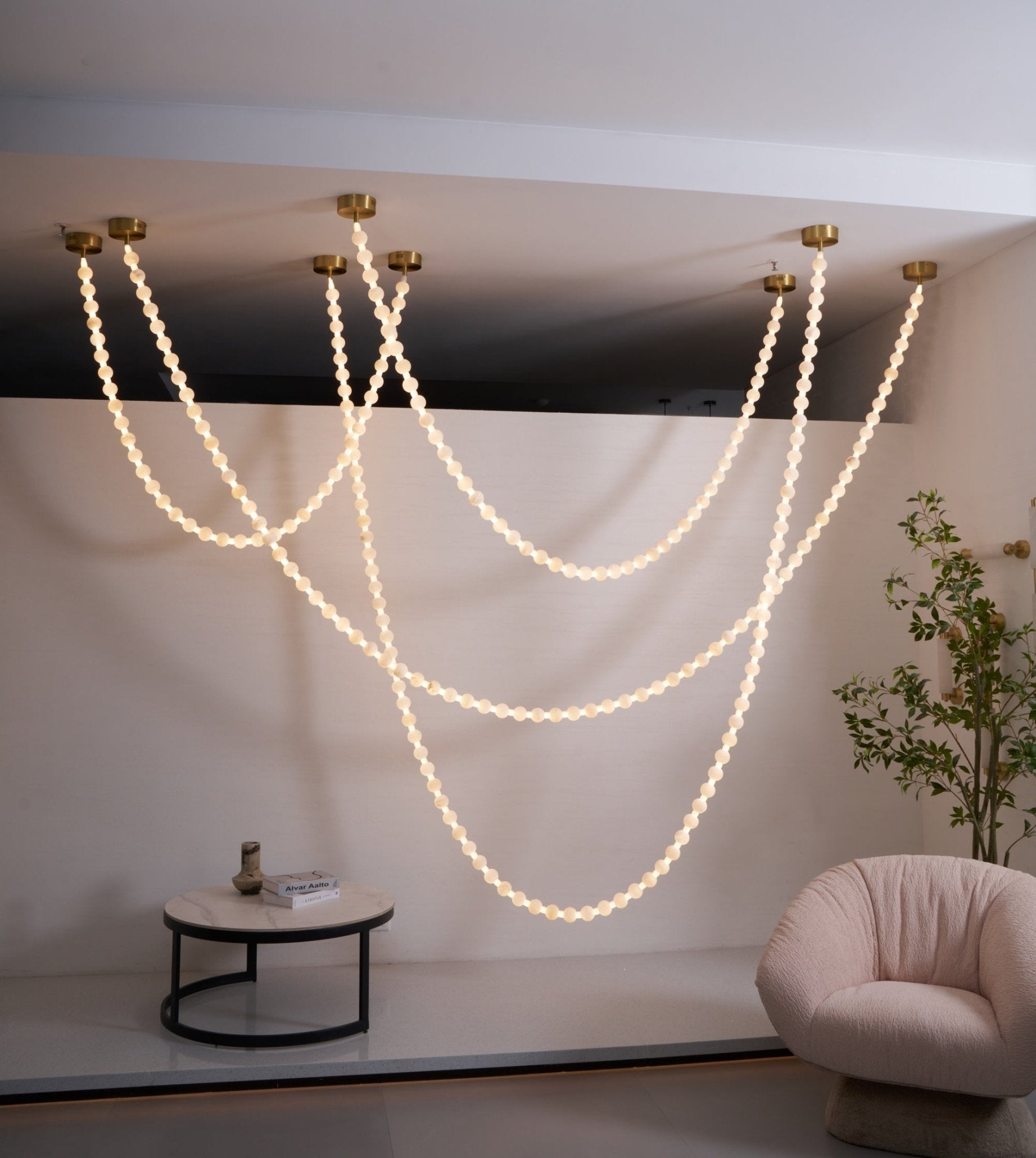 Alabaster Pearl Necklace Chandelier-Chandelier-Blushlighting-Blushlighting