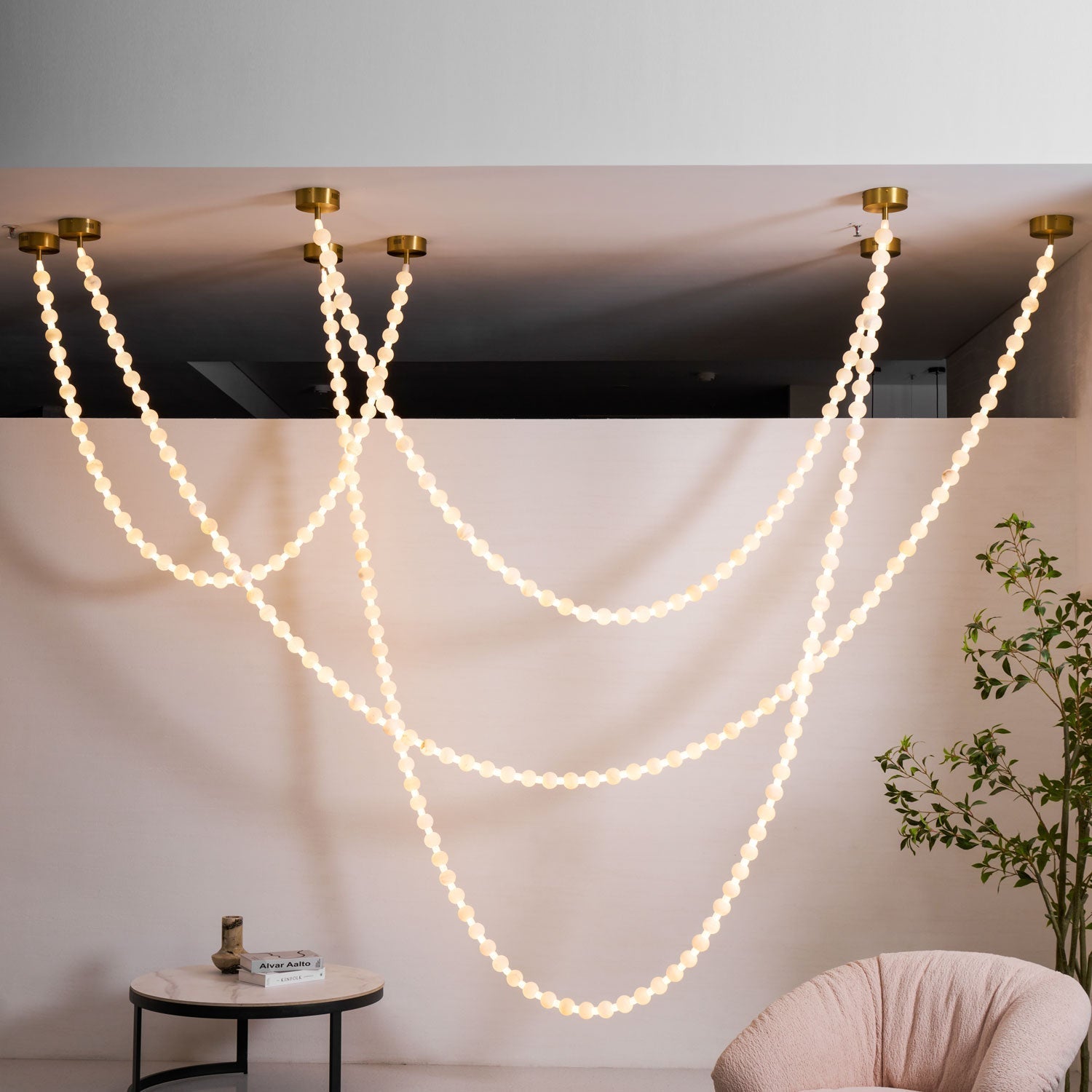 Alabaster Pearl Necklace Chandelier-Chandelier-Blushlighting-Blushlighting