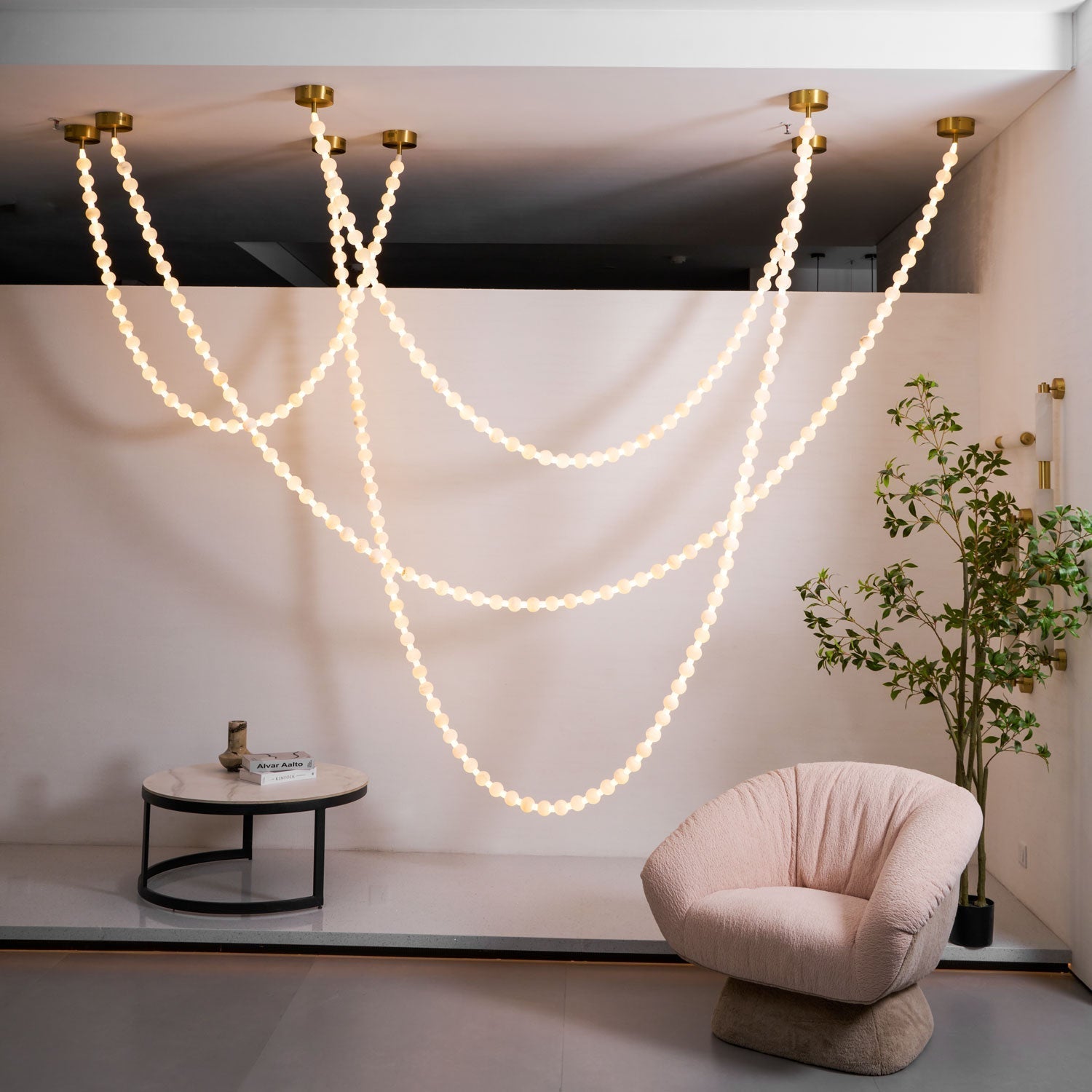 Alabaster Pearl Necklace Chandelier-Chandelier-Blushlighting-Blushlighting