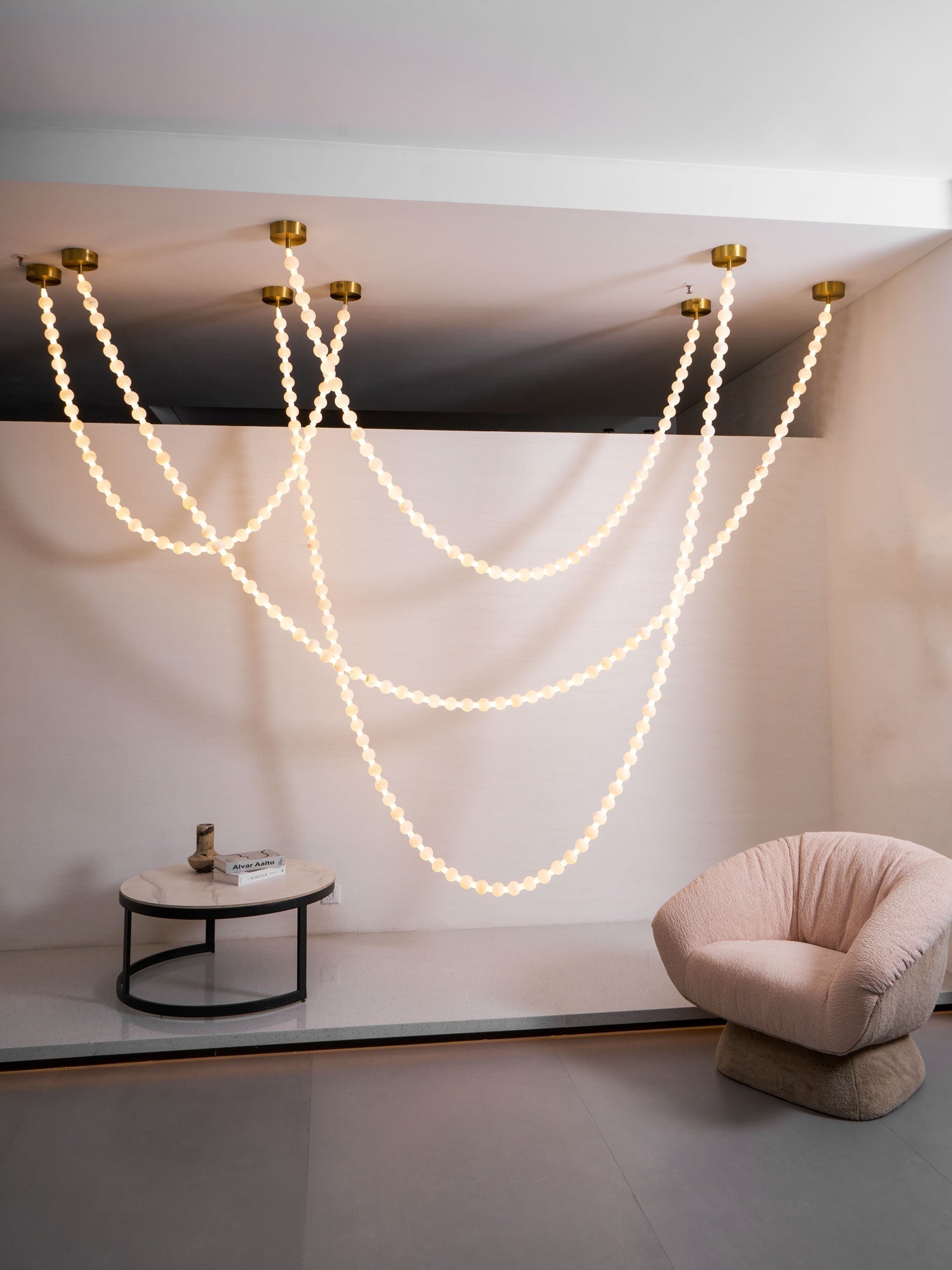 Alabaster Pearl Necklace Chandelier-Chandelier-Blushlighting-Blushlighting