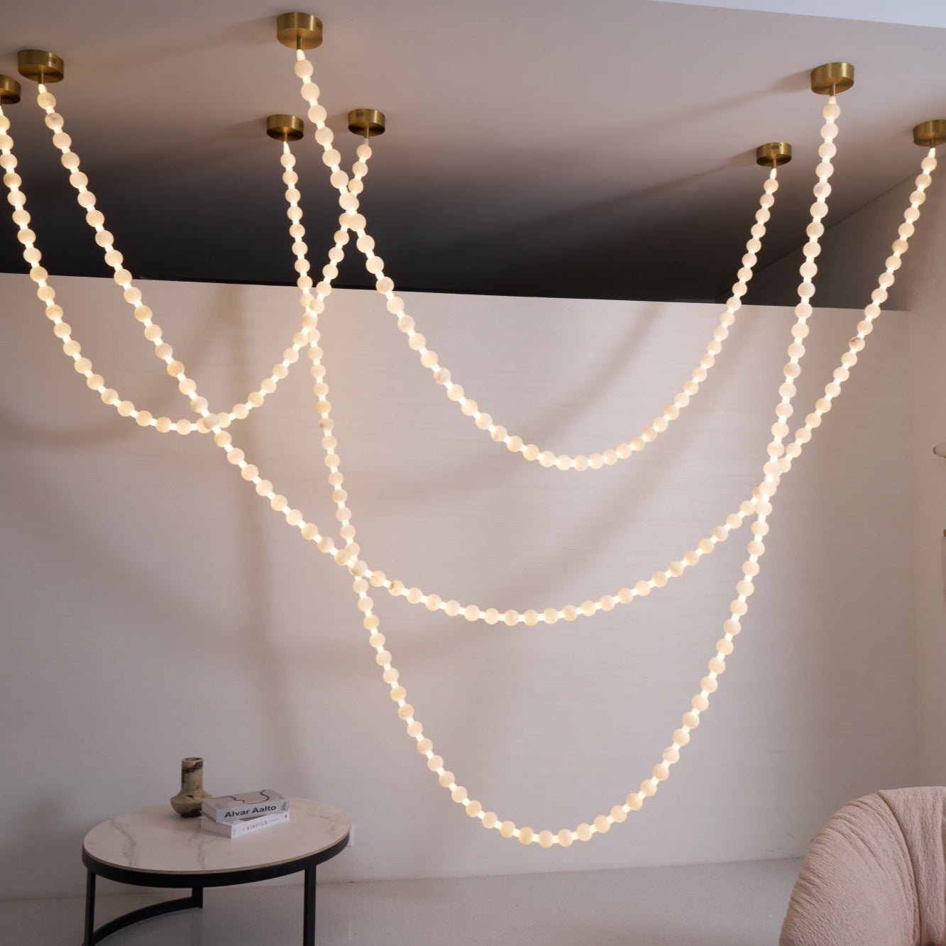 Alabaster Pearl Necklace Chandelier-Chandelier-Blushlighting-Blushlighting