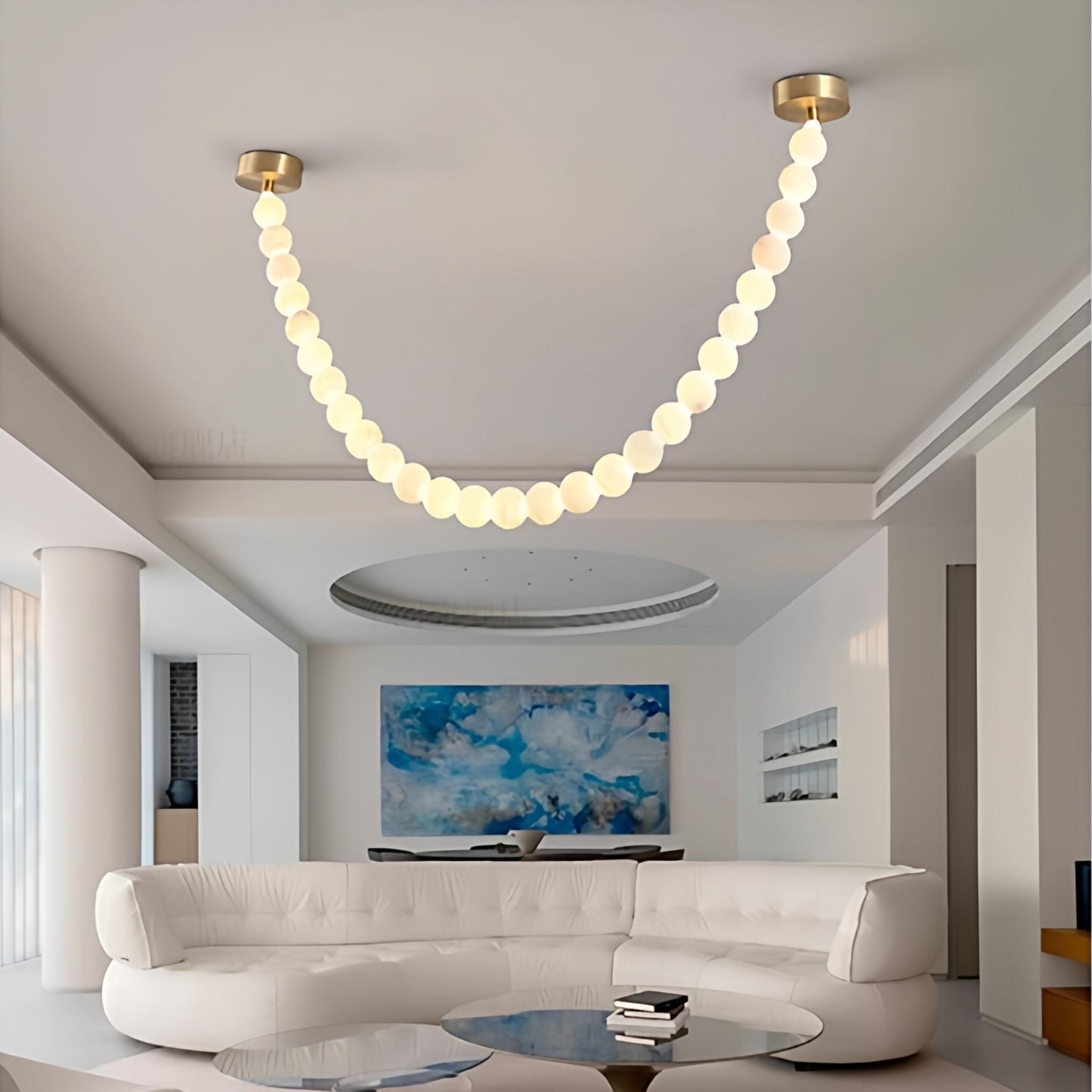 Alabaster Pearl Necklace Chandelier-Chandelier-Blushlighting-Blushlighting