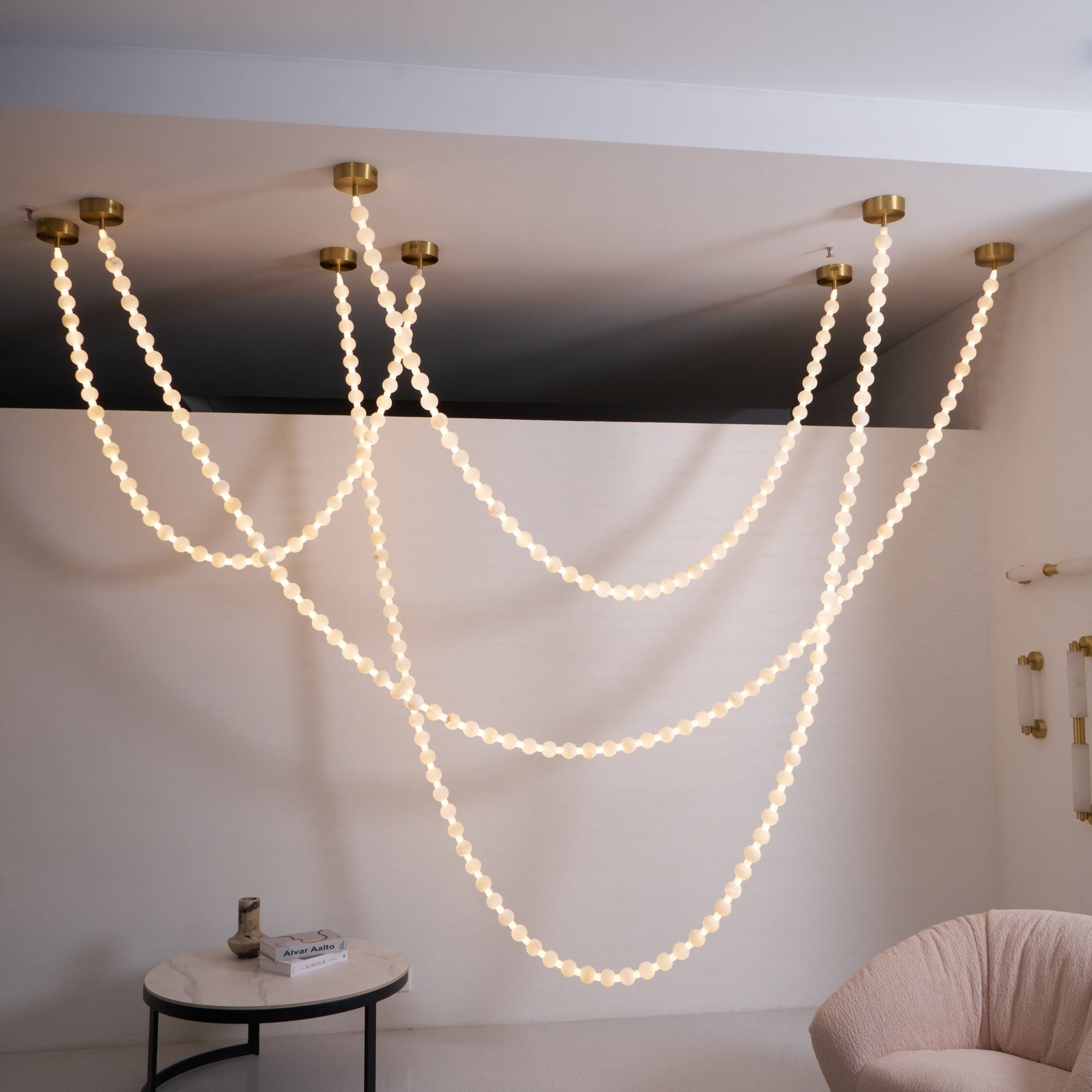 Alabaster Pearl Necklace Chandelier-Chandelier-Blushlighting-Blushlighting