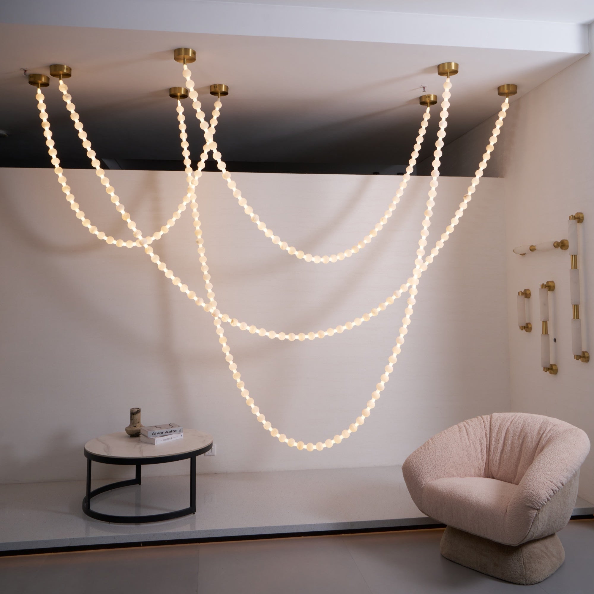 Alabaster Pearl Necklace Chandelier-Chandelier-Blushlighting-Blushlighting