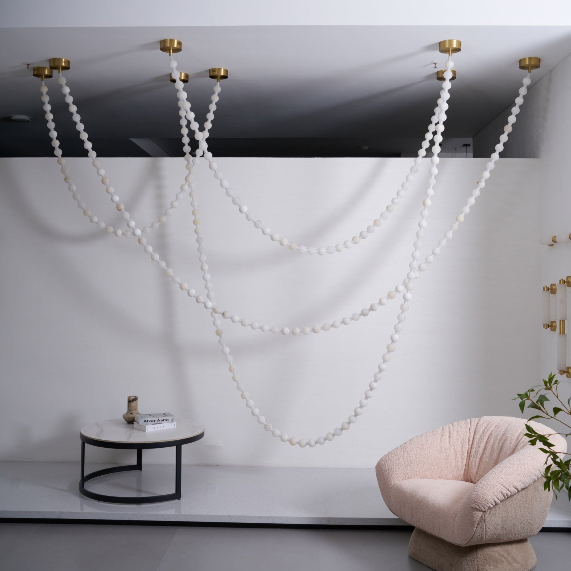 Alabaster Pearl Necklace Chandelier-Chandelier-Blushlighting-Blushlighting