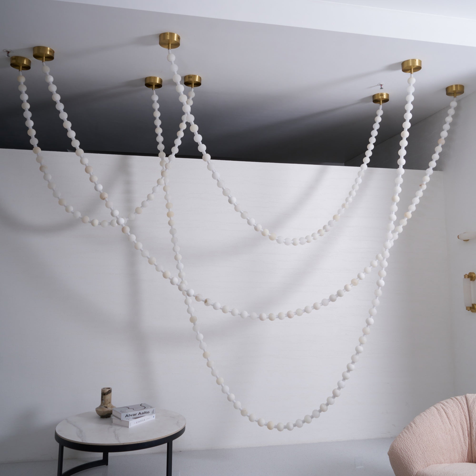 Alabaster Pearl Necklace Chandelier-Chandelier-Blushlighting-Blushlighting