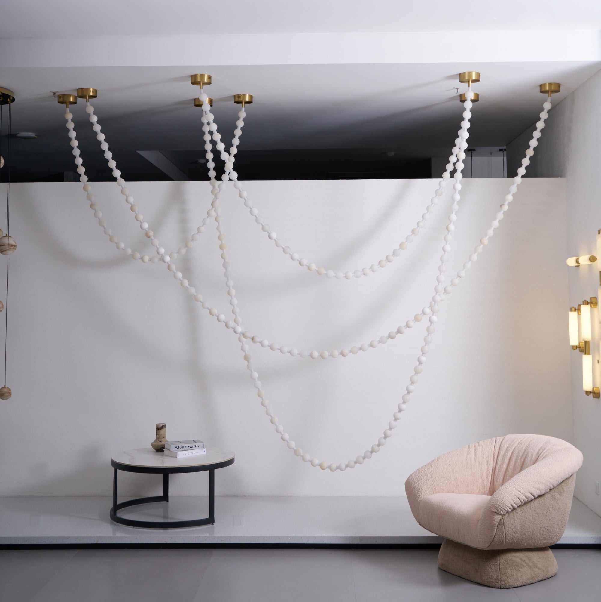 Alabaster Pearl Necklace Chandelier-Chandelier-Blushlighting-Blushlighting
