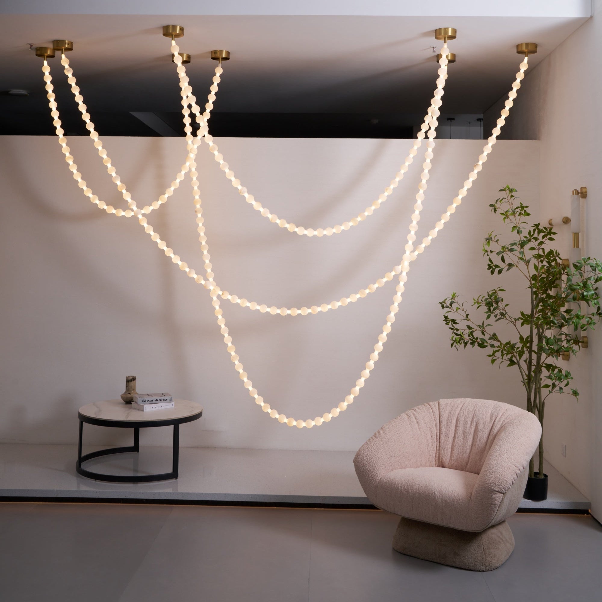 Alabaster Pearl Necklace Chandelier-Chandelier-Blushlighting-Blushlighting