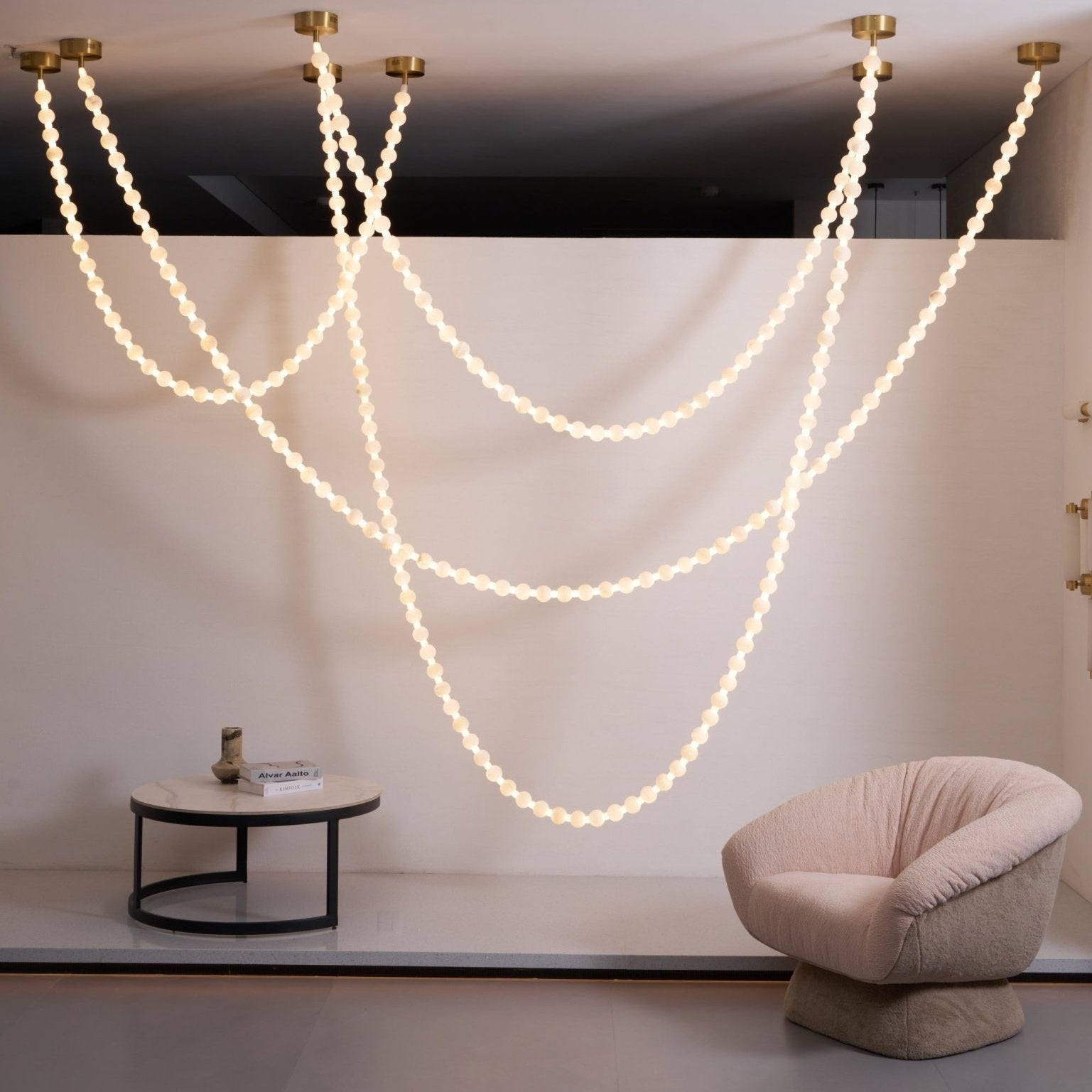 Alabaster Pearl Necklace Chandelier-Chandelier-Blushlighting-Blushlighting