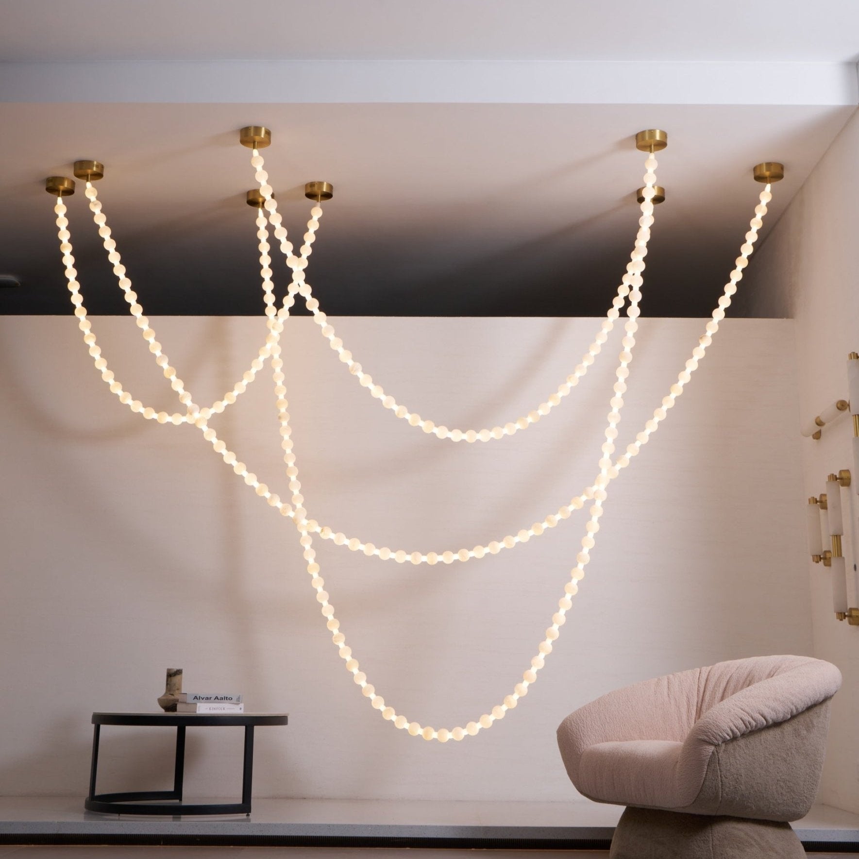 Alabaster Pearl Necklace Chandelier-Chandelier-Blushlighting-Blushlighting