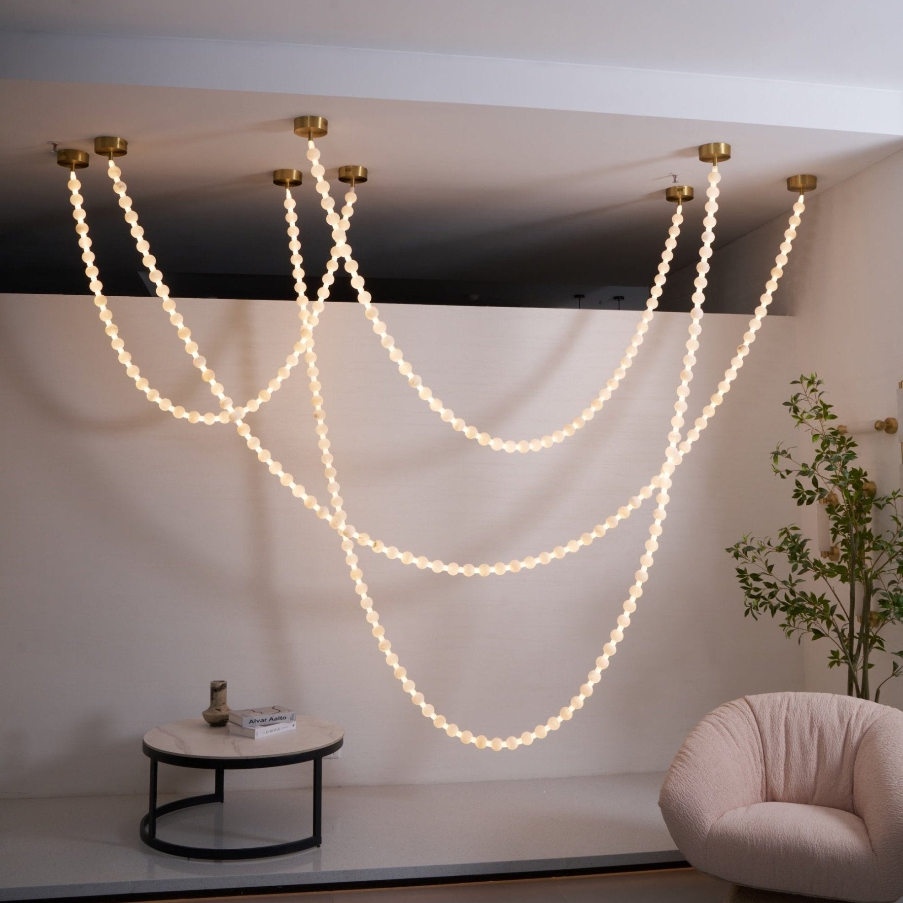 Alabaster Pearl Necklace Chandelier-Chandelier-Blushlighting-Blushlighting