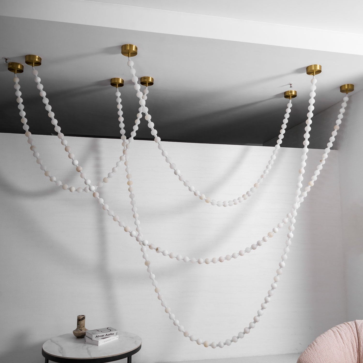 Alabaster Pearl Necklace Chandelier-Chandelier-Blushlighting-Blushlighting