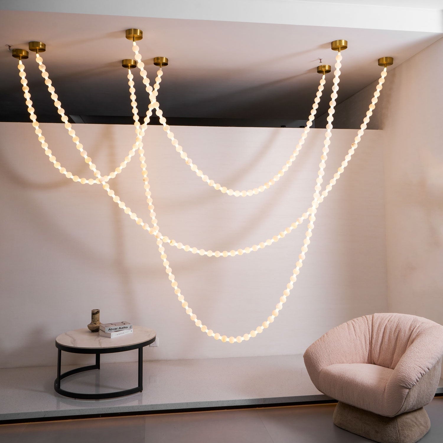 Alabaster Pearl Necklace Chandelier-Chandelier-Blushlighting-Blushlighting