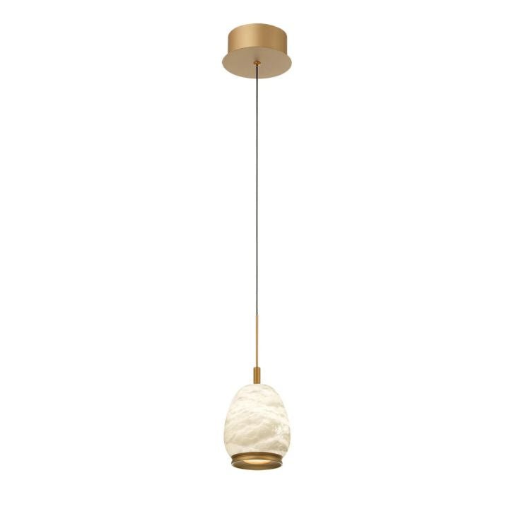 Alabaster Round LED Pendant - Antique Brass1 LightBlushlighting