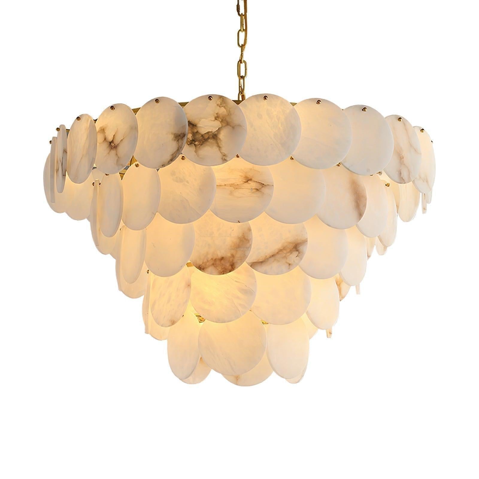 Alabaster Shell Brass Chandelier with 2/3/4/5/6 layer - 5 layers 35.4" x H 31.5" / Dia 90cm x H 80cmBrass & WhiteBlushlighting