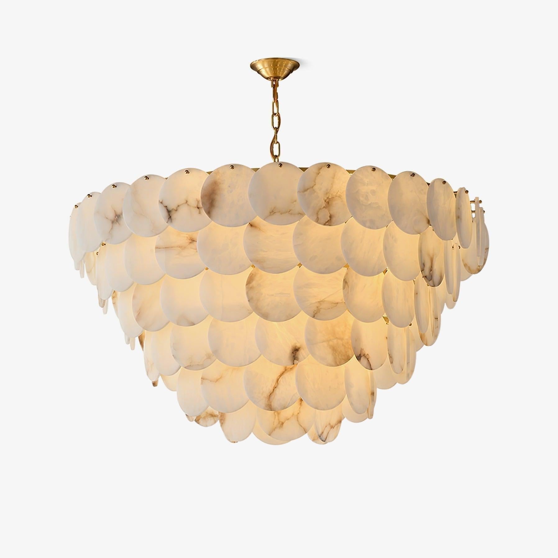 Alabaster Shell Brass Chandelier with 2/3/4/5/6 layer - 6 layers 43.3" x H 35.4" / Dia 110cm x H 90cmBrass & WhiteBlushlighting