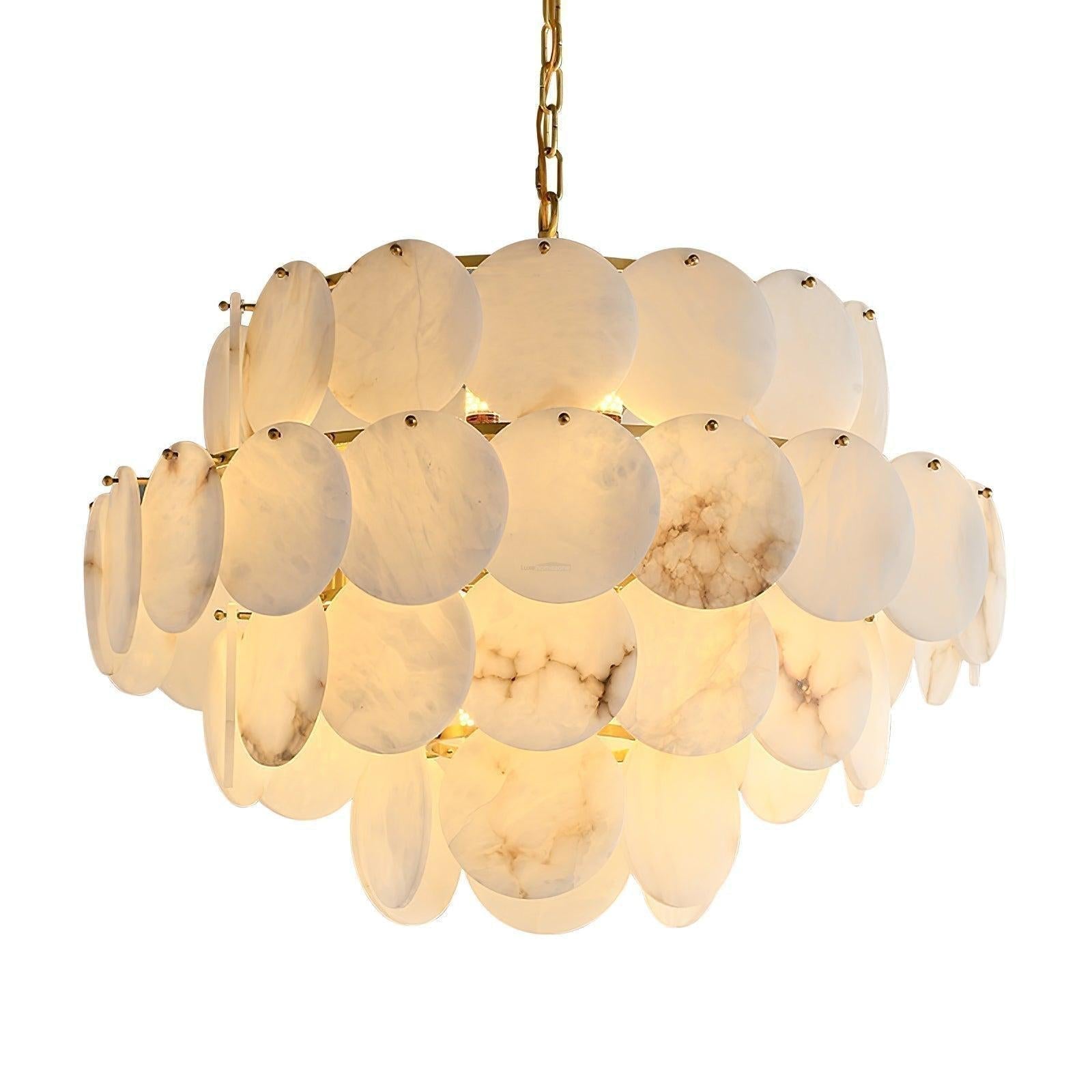 Alabaster Shell Brass Chandelier with 2/3/4/5/6 layer - 6 layers 43.3" x H 35.4" / Dia 110cm x H 90cmBrass & WhiteBlushlighting