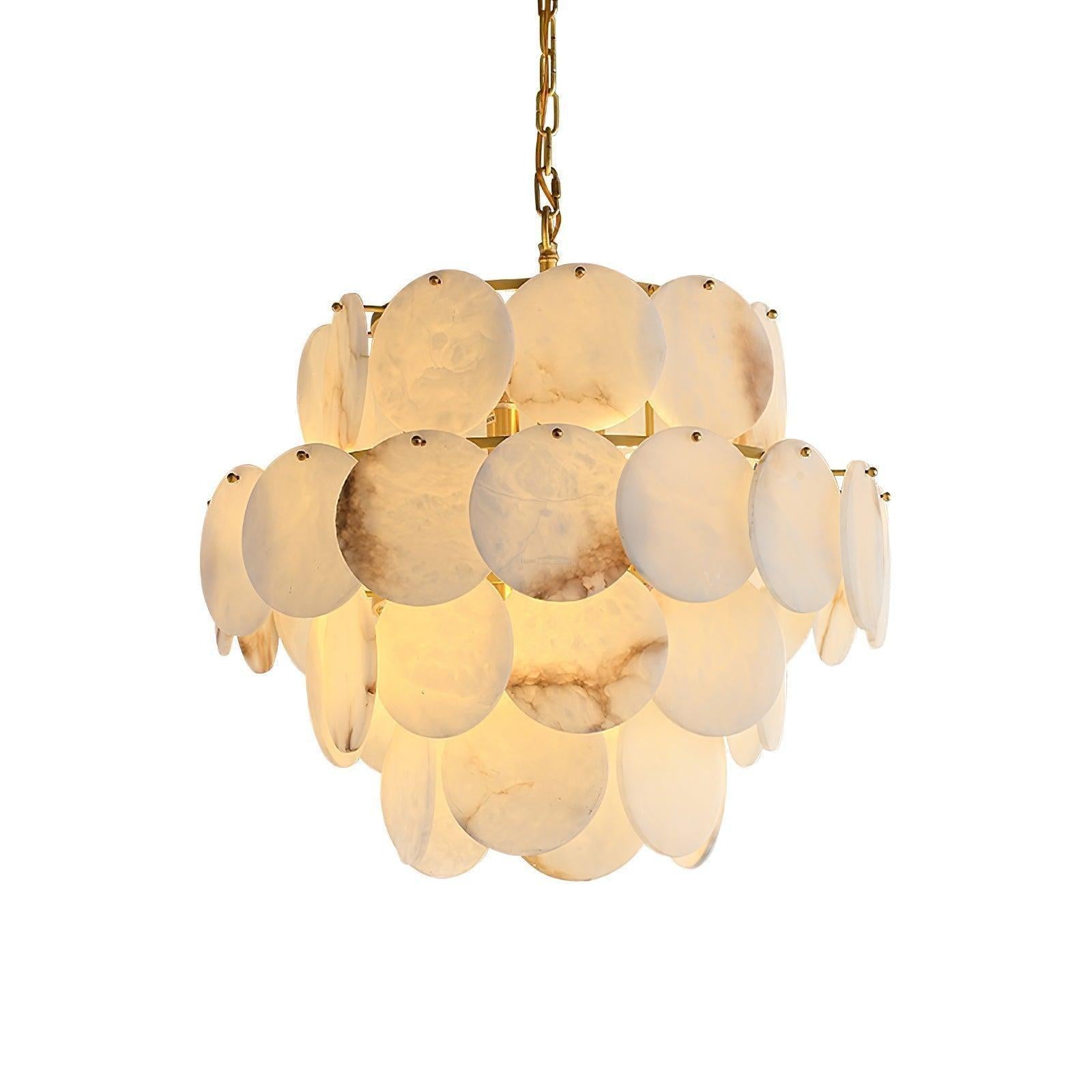 Alabaster Shell Brass Chandelier with 2/3/4/5/6 layer-4 layers 23.6" x H 29.5" / Dia 60cm x H 75cm-Brass & White-Blushlighting