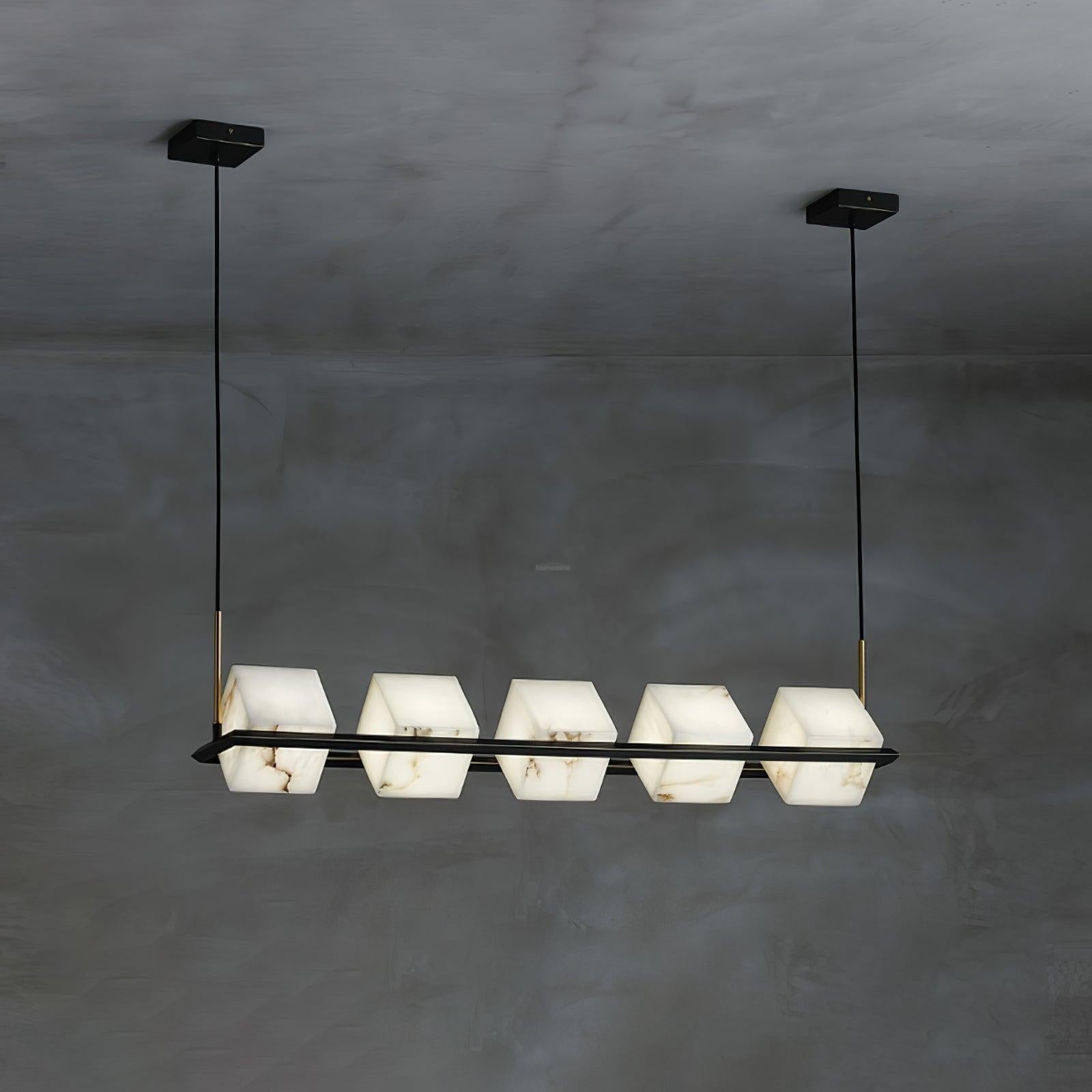 Alabaster Square Box Chandelier with 4/5/6/8/9 heads - 9 Heads L 41.3" x W 41.3" x H 17.7" / L 105cm x W 105cm x H 45cmBrass & Black & WhiteBlushlighting