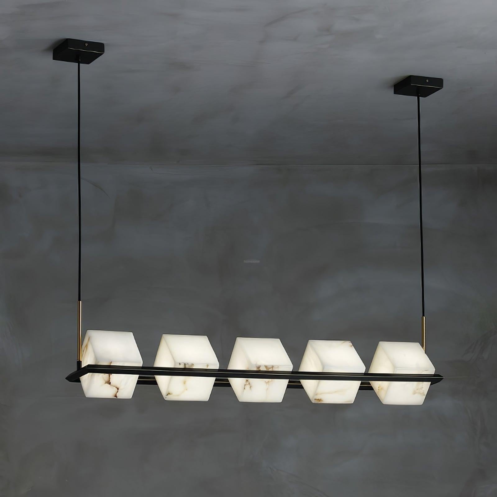 Alabaster Square Box Chandelier with 4/5/6/8/9 heads - 9 Heads L 41.3" x W 41.3" x H 17.7" / L 105cm x W 105cm x H 45cmBrass & Black & WhiteBlushlighting