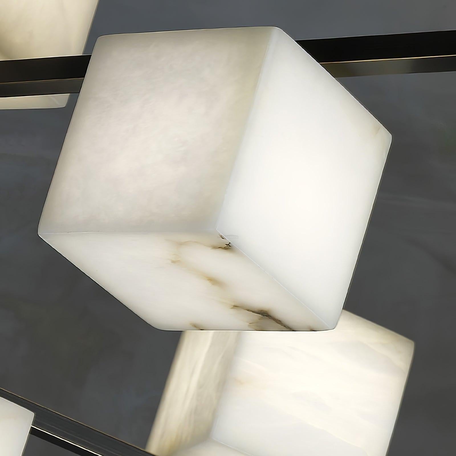 Alabaster Square Box Chandelier with 4/5/6/8/9 heads - 9 Heads L 41.3" x W 41.3" x H 17.7" / L 105cm x W 105cm x H 45cmBrass & Black & WhiteBlushlighting