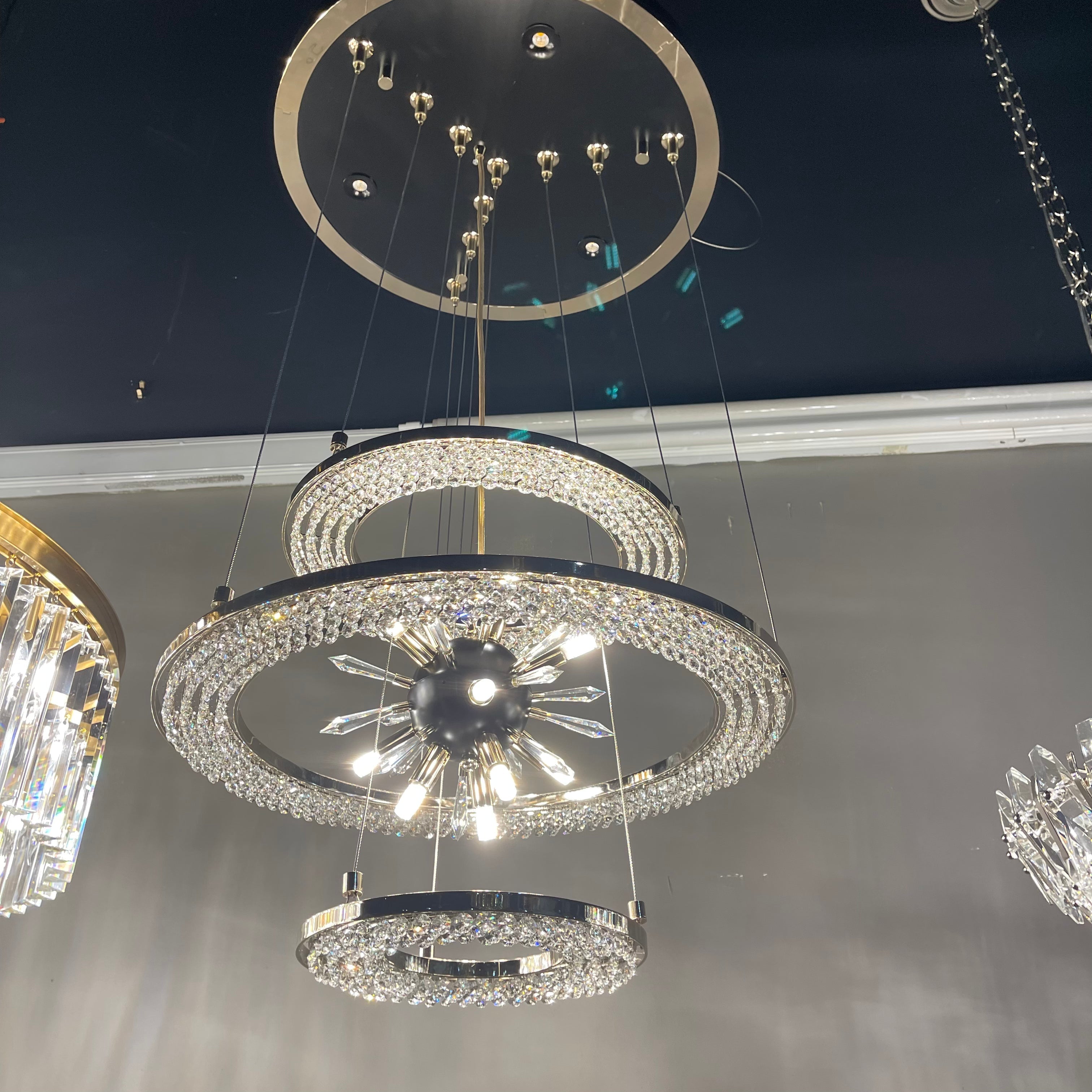 Aleron Crystal Ring Sputnik Chandelier - 24"w x 26"hBlushlighting