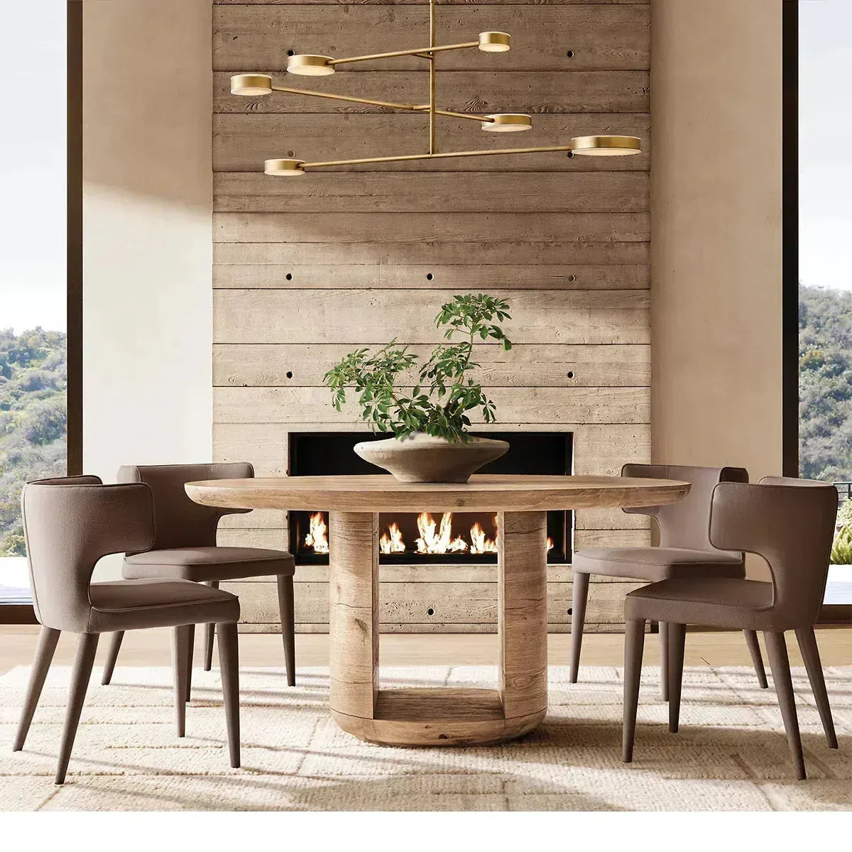 Designer dining room illuminated by the Alexander Mobile Chandelier 46"