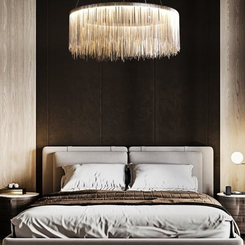 Alisa Luxury Round Chain Tassel Chandelier - W20" X H12"Blushlighting