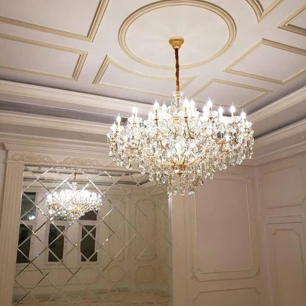 Allumage Extra Wide Classic Crystal Chandelier - 24" Width x 22" Height 6 LightsGoldClear CrystalBlushlighting
