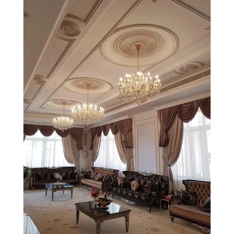 Allumage Extra Wide Classic Crystal Chandelier - 24" Width x 22" Height 6 LightsGoldClear CrystalBlushlighting