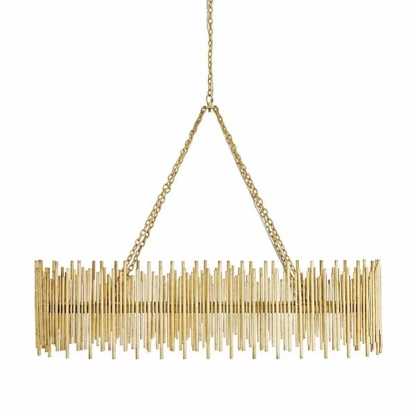 Althely 10 Lights Rectangle Pendant Chandelier - GoldBlushlighting
